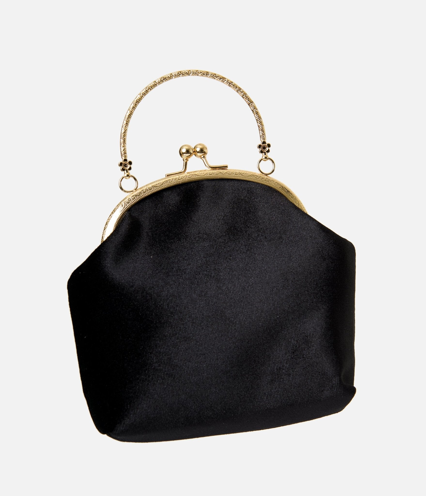 PinRock Shop Black Velvet & Gold Heart Handbag