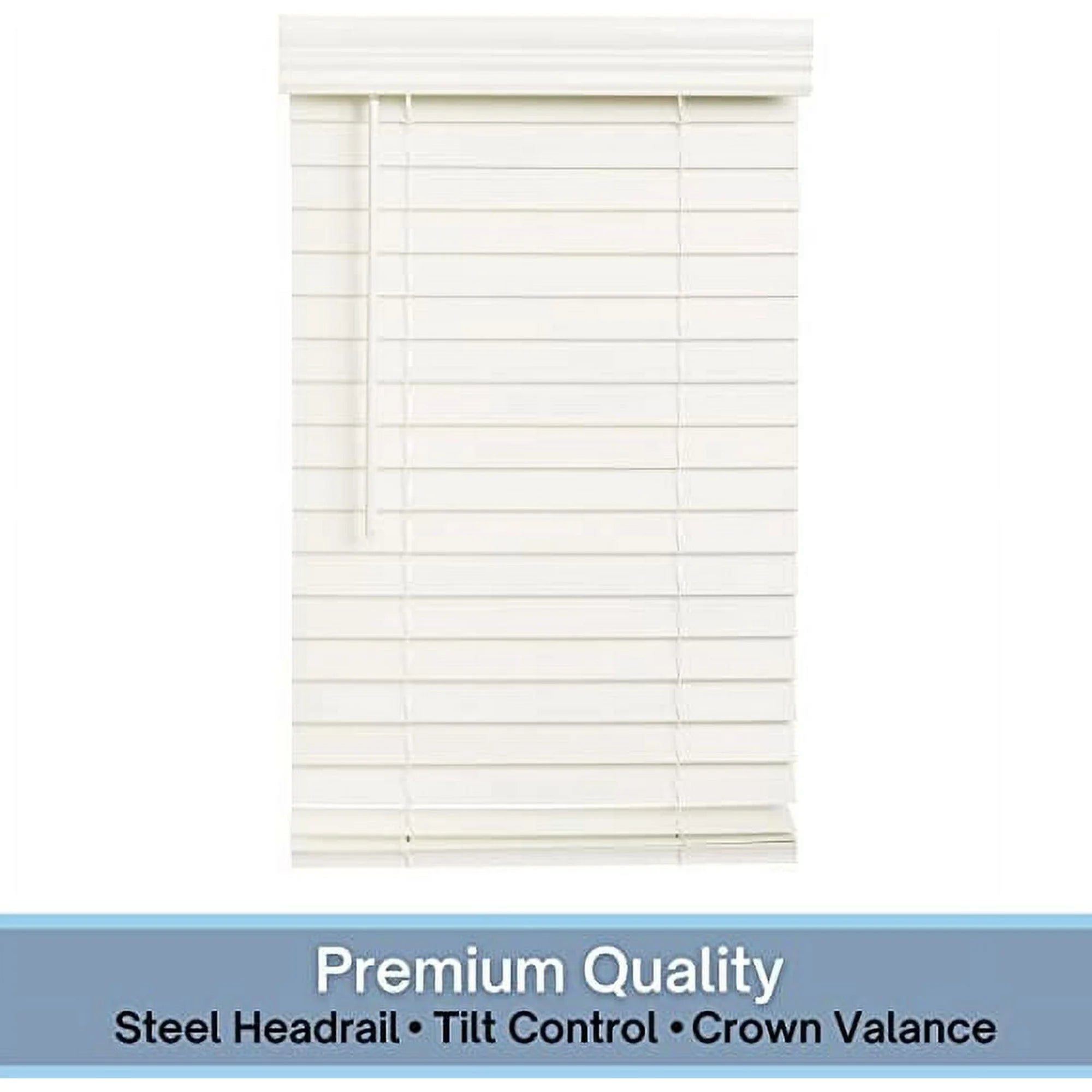 Lotus & Windoware FCX47548WH Cordless 2 Faux Wood Room Darkening Horizontal Blind, 47.5W x 48L, Soft White