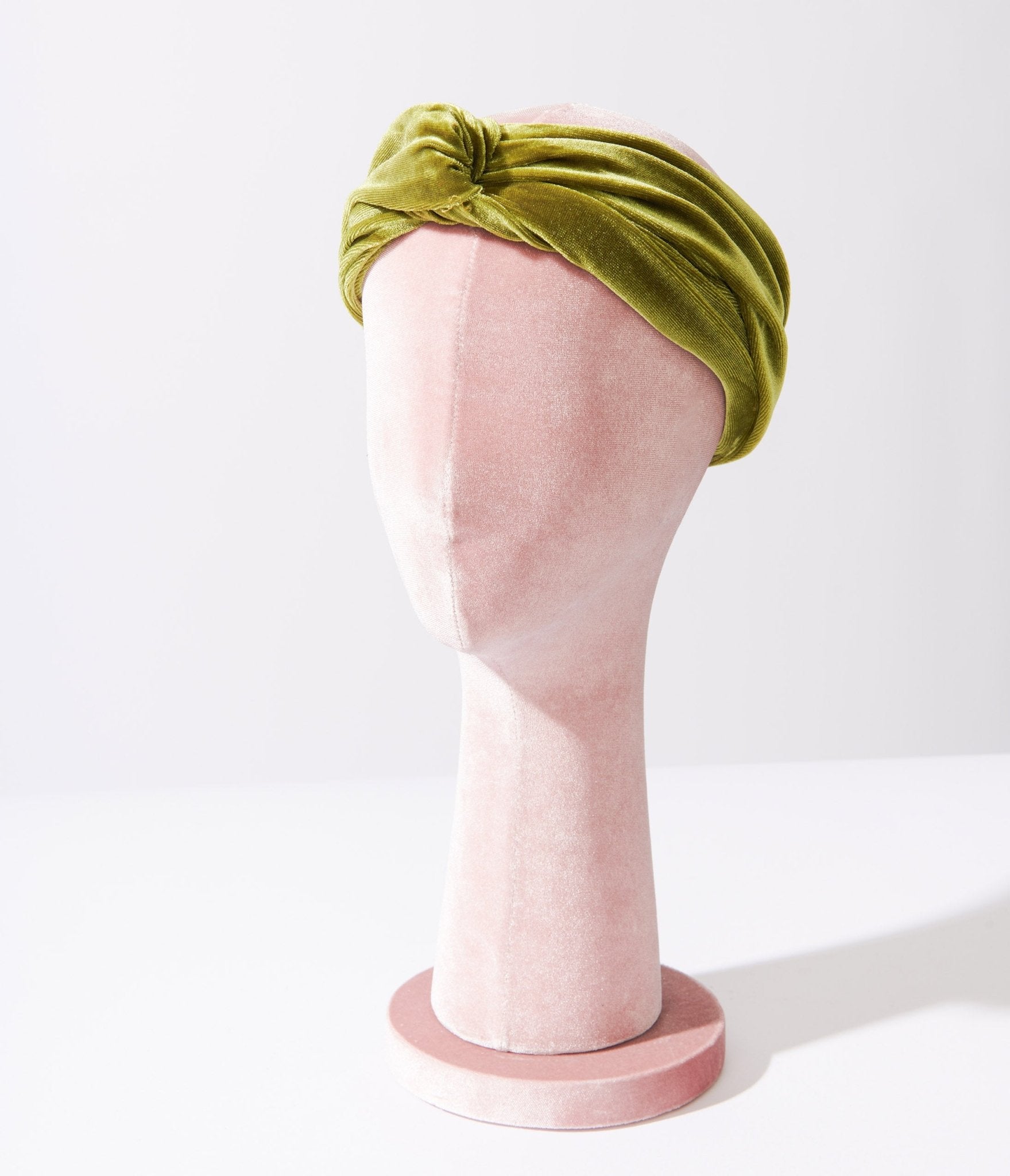 Olive Green Plush Velvet Twist Front Headband