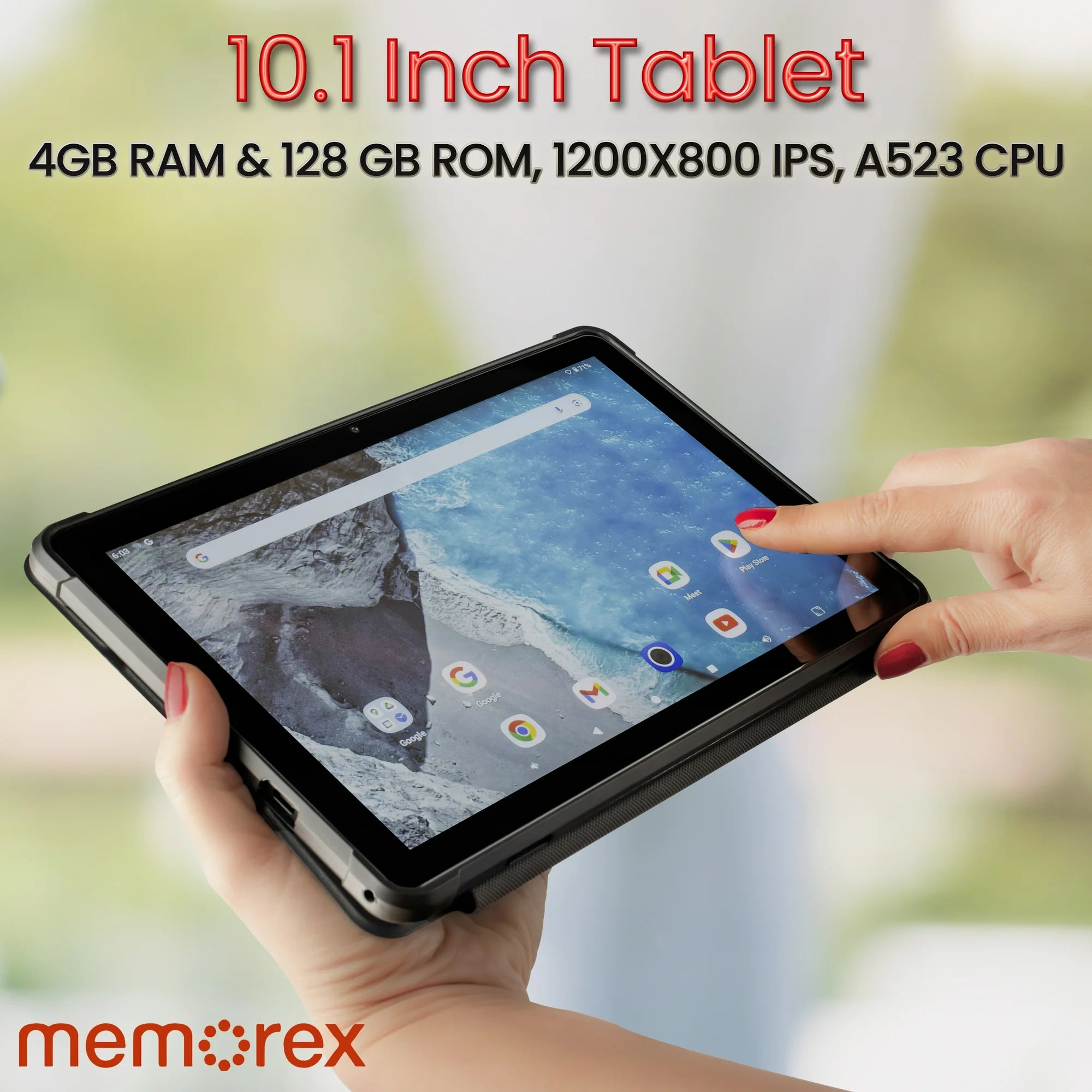 Memorex Mxtab101b 4-in-1 Bundle 10.1 HD IPS Android 14 8-Core 128GB Tablet With Case & Stand