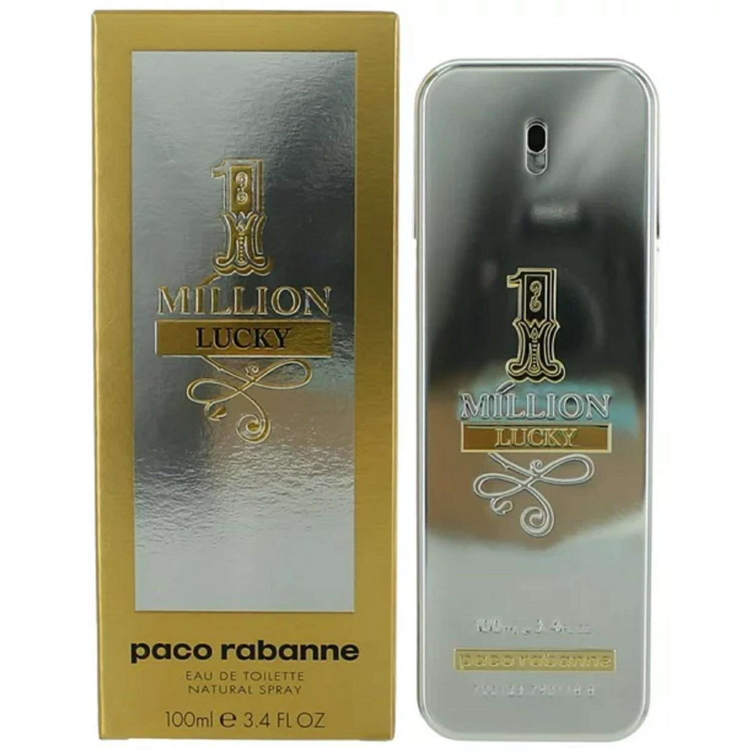 Paco Rabanne 499744 1 Million Lucky by Paco Rabanne, 3.4 oz EDT Spray for Men