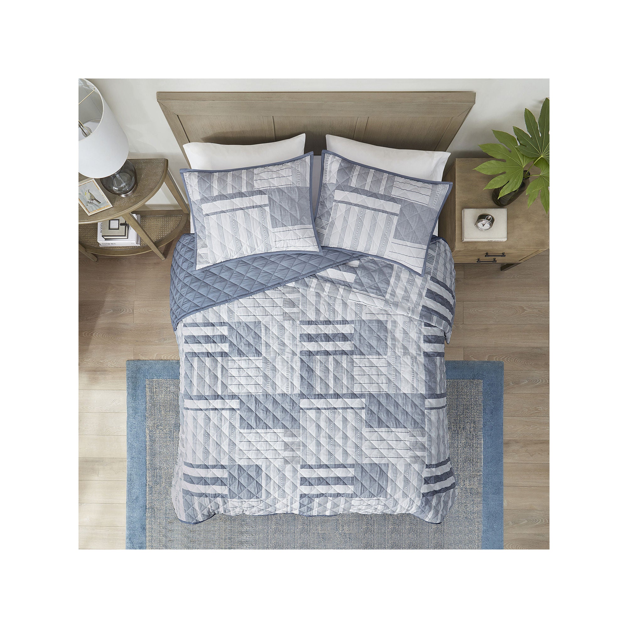 Madison Park Arden Patchwork 3-Pc. Hypoallergenic Quilt Set - BLUE ONE SIZE