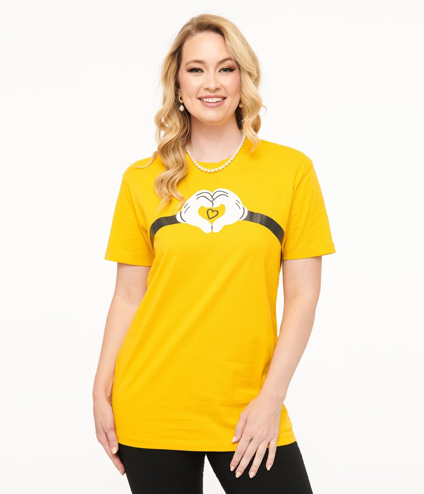 Disney Mickey & Friends Collection by Unique Vintage Yellow Mickey Mouse Heart Unisex Graphic Tee