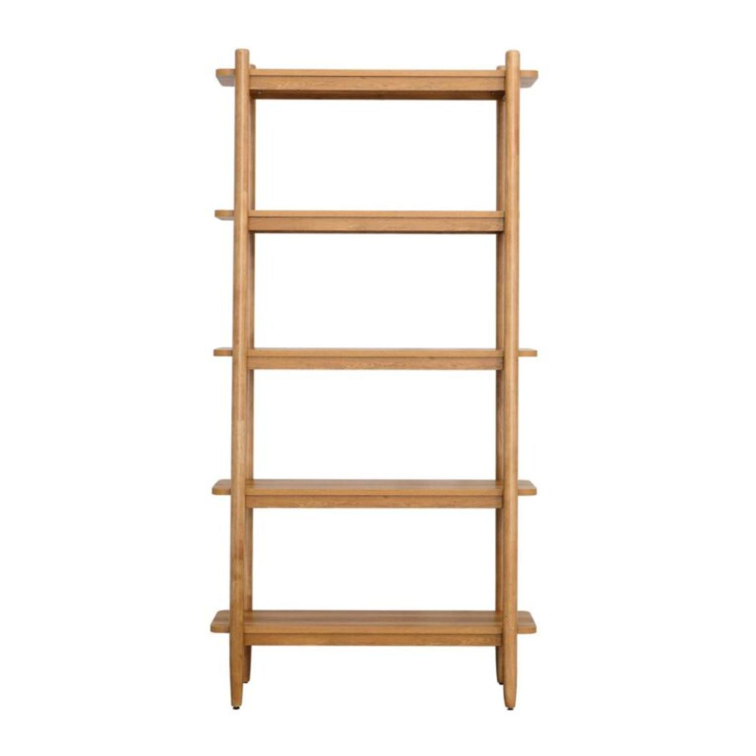 Better Homes and Gardens 434754 Springwood 5 Shelf Bookcase with Solid Wood Frame, Light Honey Finish