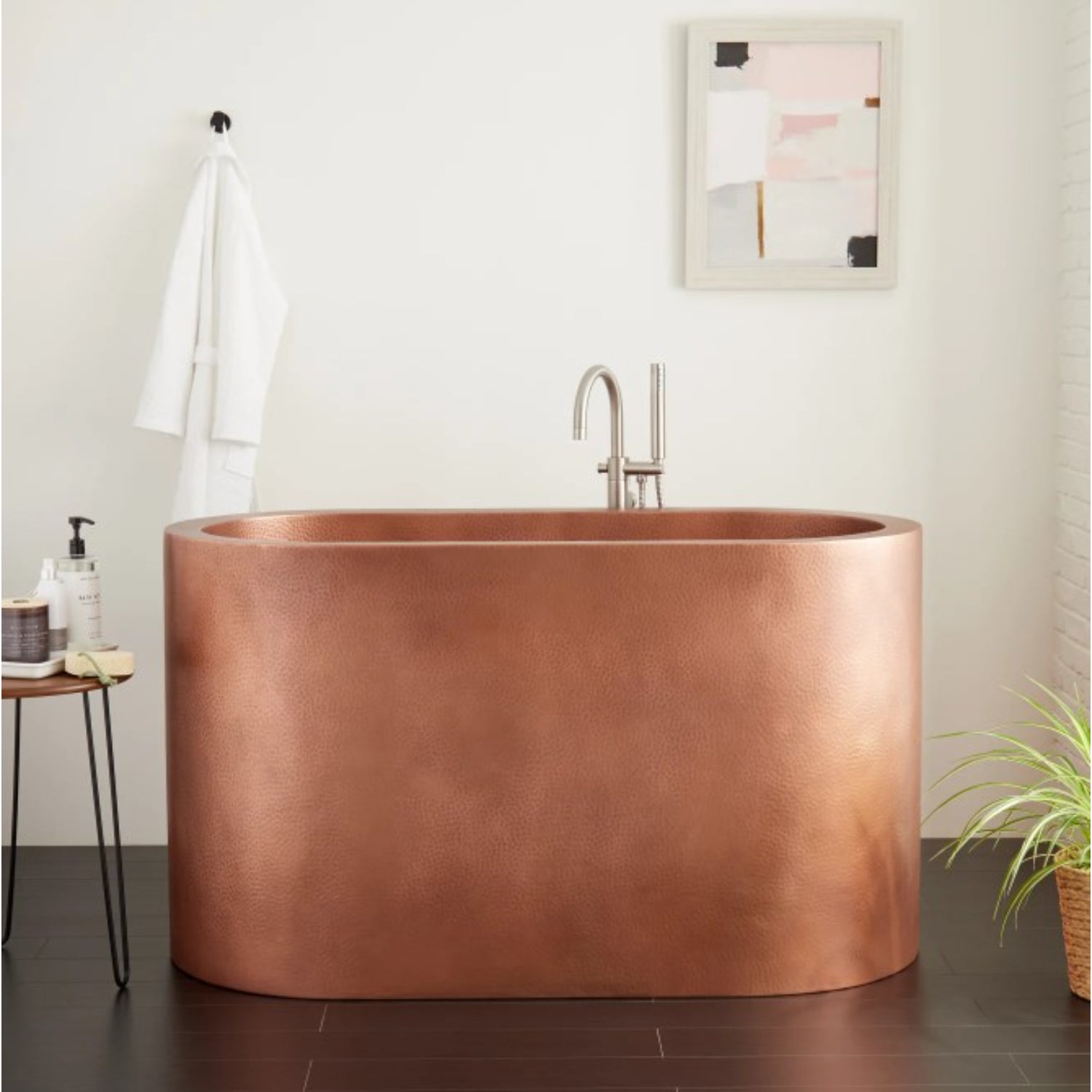 Signature Hardware 484137 Raksha 60 Double-Wall Copper Soaking Tub - Less Drain