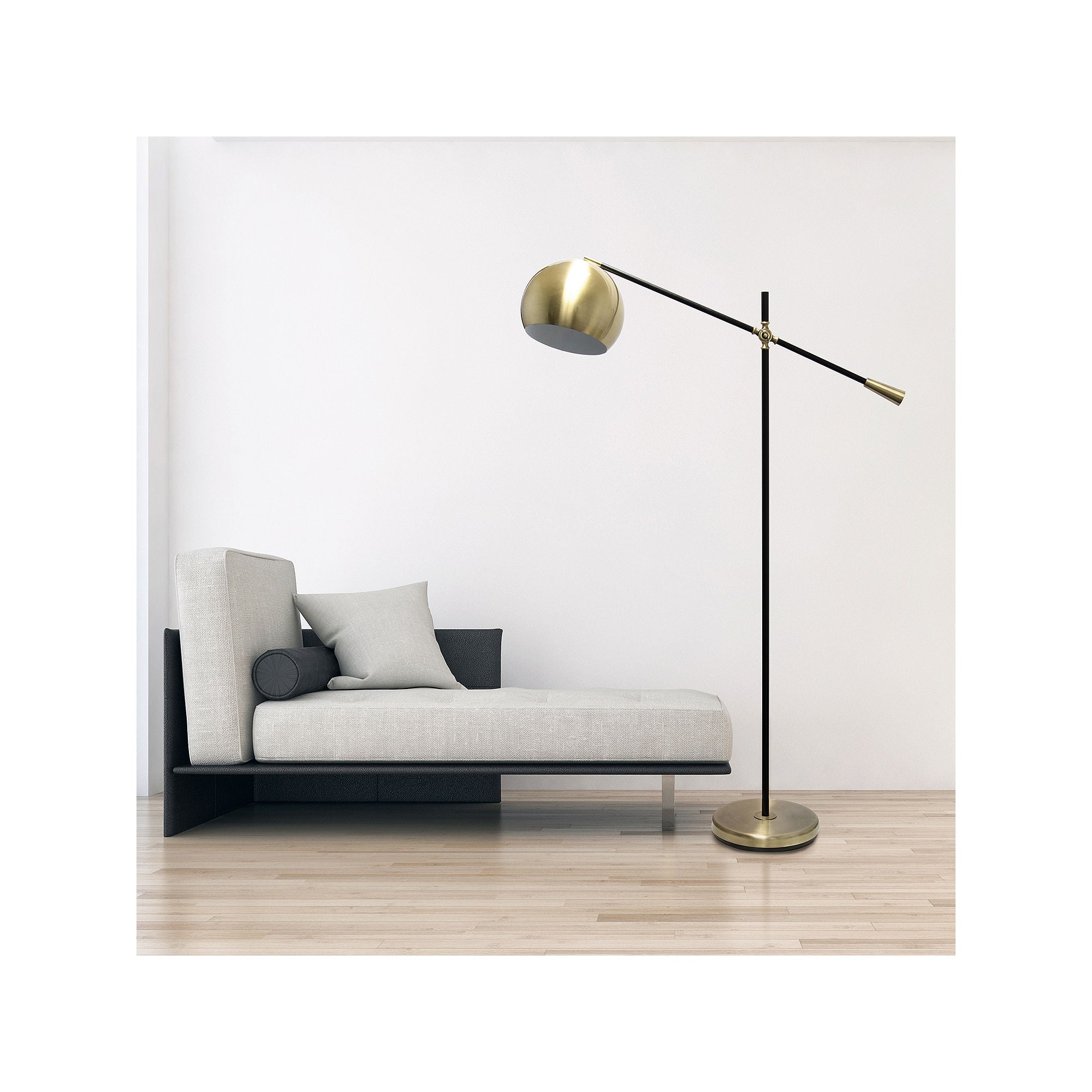 Asstd National Brand Lalia Home Black Matte Swivel With Inner White Dome Shade Metal Floor Lamp - ANTIQUE BRASS ONE SIZE