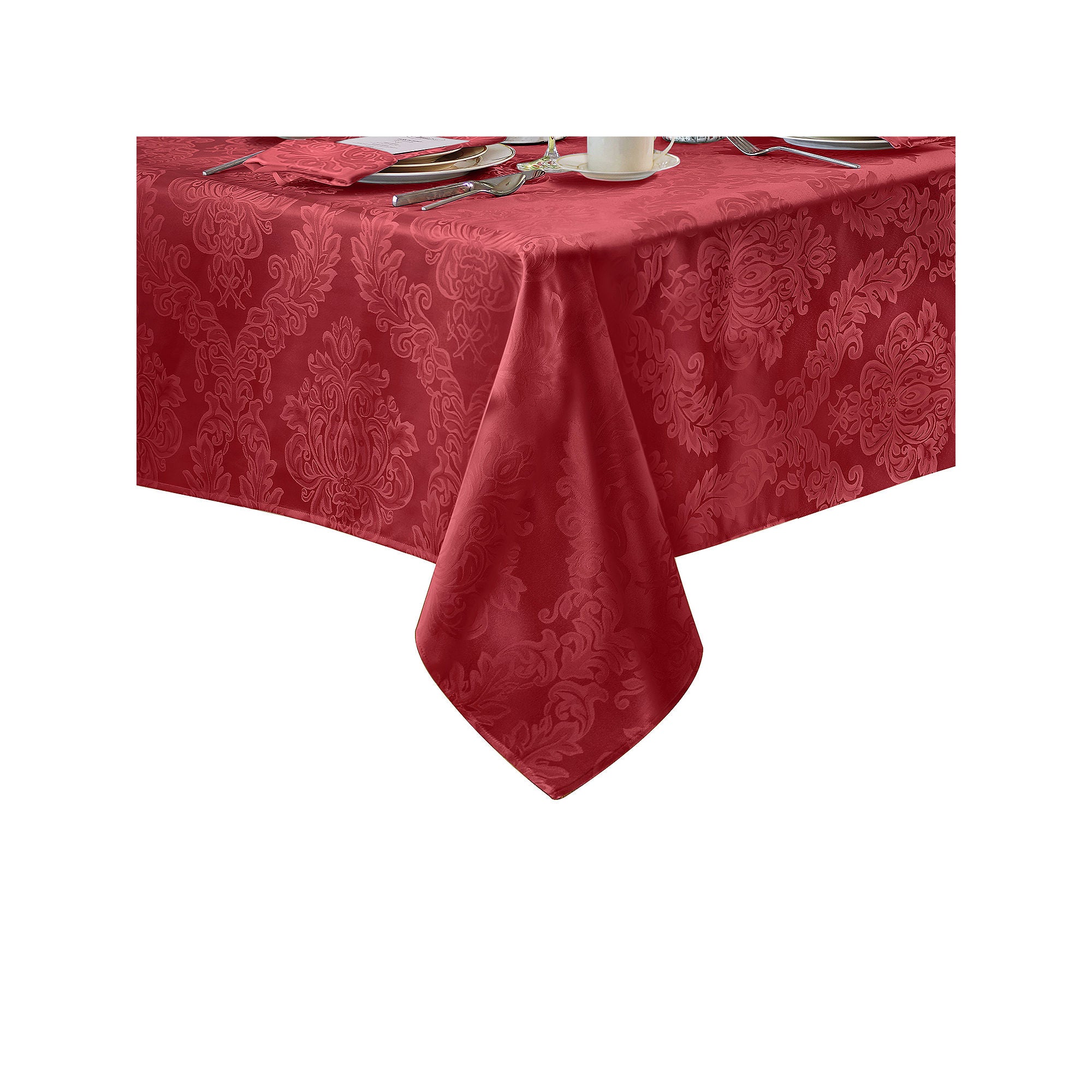 Elrene Home Fashions Barcelona Jacquard Damask Tablecloth - RED ONE SIZE