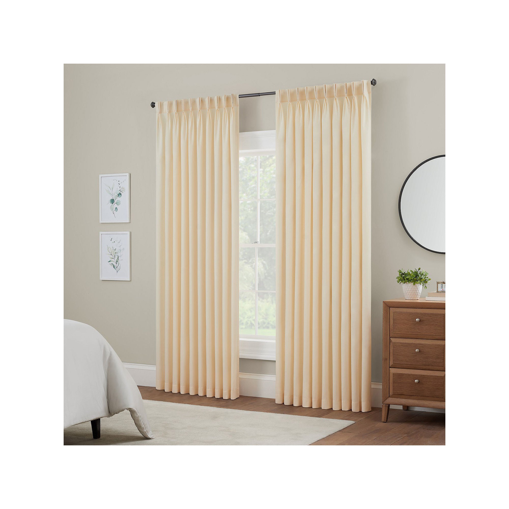 Waverly Serendipity 10-Pleat Light-Filtering Pinch Pleat Single Curtain Panel Beige