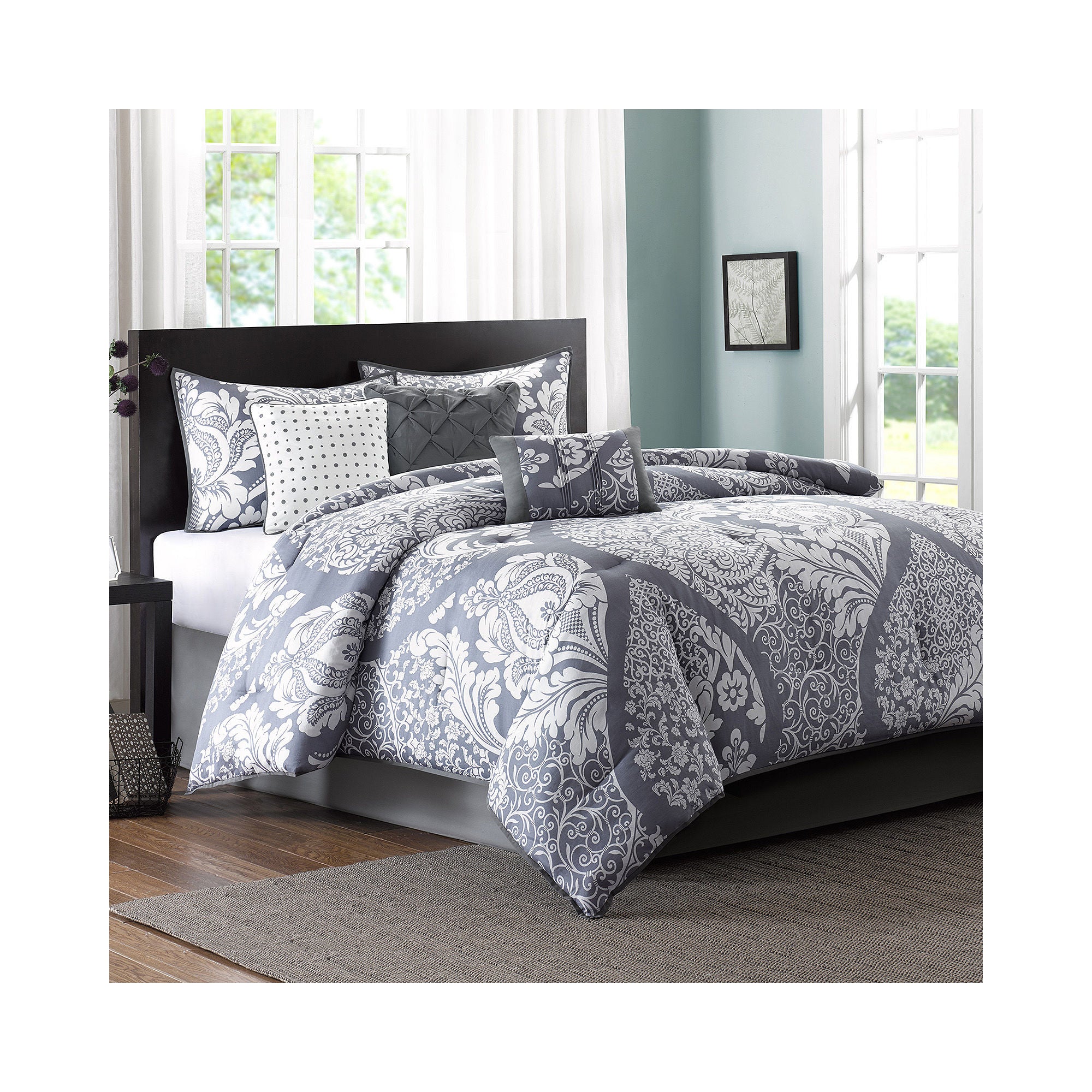 Madison Park Marcella Contemporary 7-Pc. Cotton Printed Comforter Set - SLATE ONE SIZE