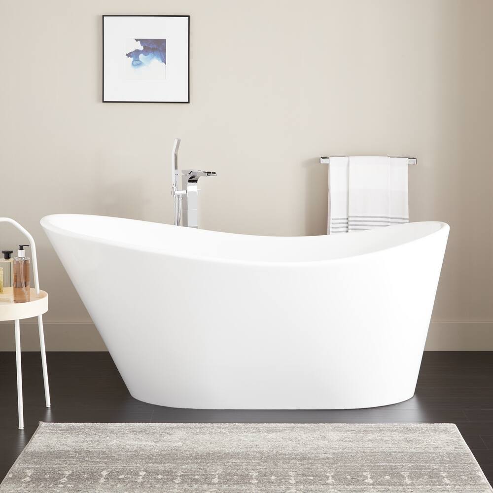 Signature Hardware SH112131WH Saunders 67 Acrylic Soaking Tub with Integrated Overflow and Drain, White