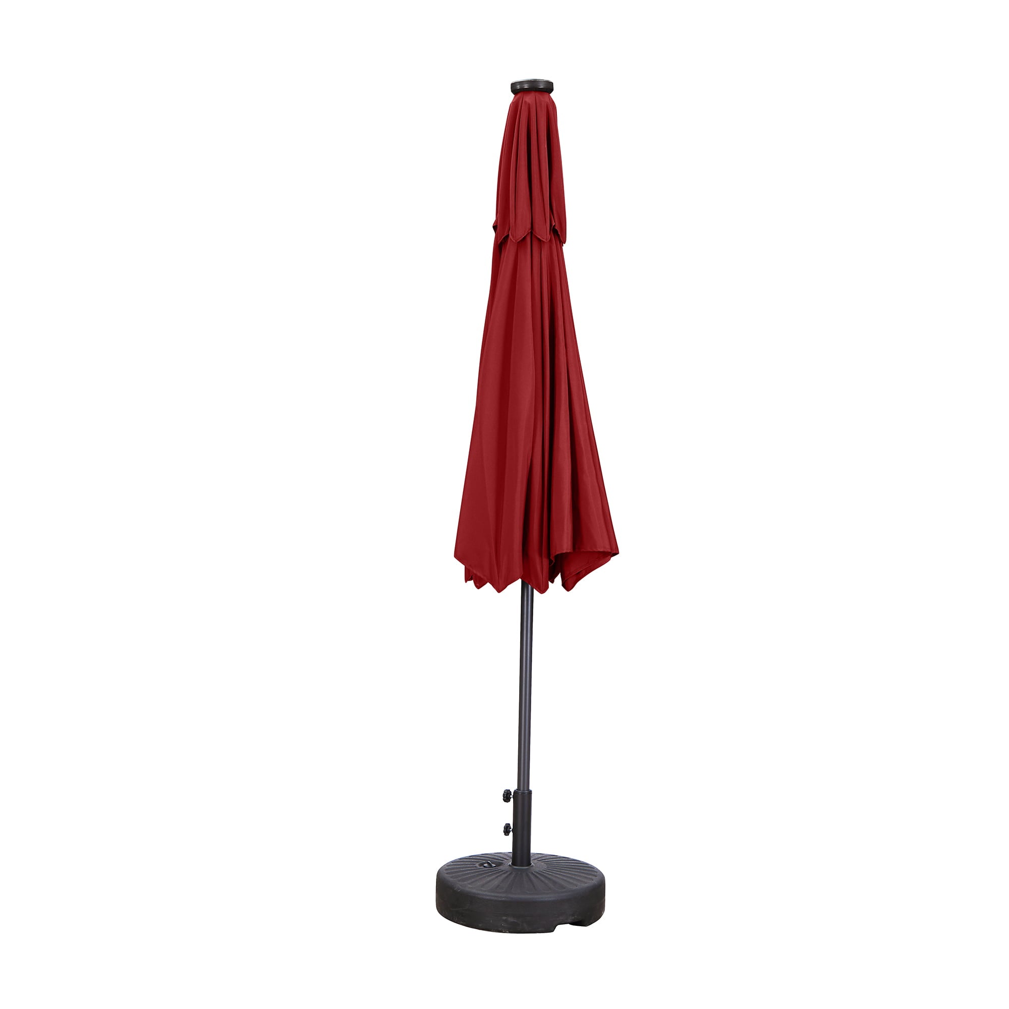 Ainfox OB-OTU006RD 9ft Patio Solar Umbrellas 2 Tier w/Solar Powered 32 LEDs, Red