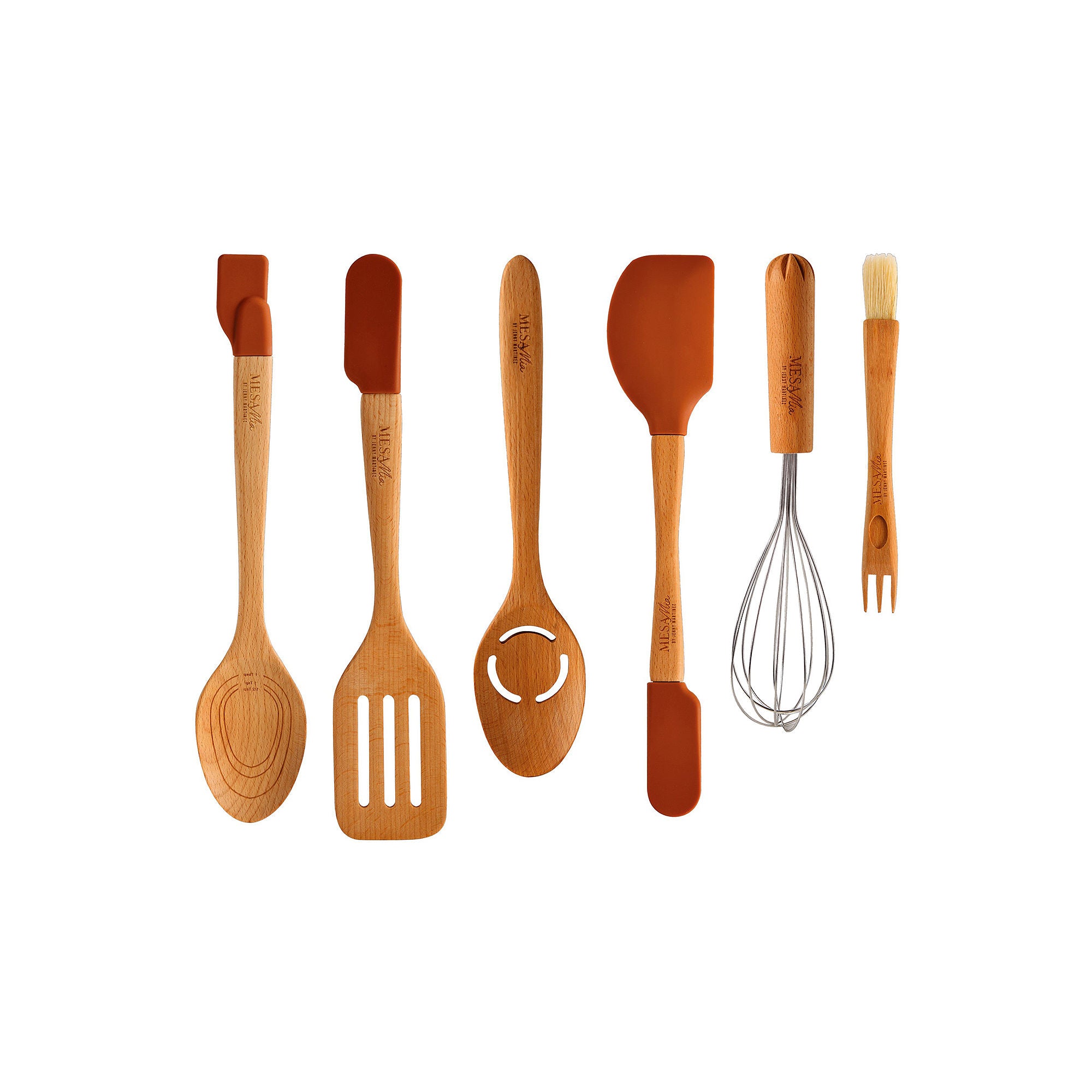 Mesa Mia Beechwood 6-Pc. Kitchen Tool Set - RED ONE SIZE