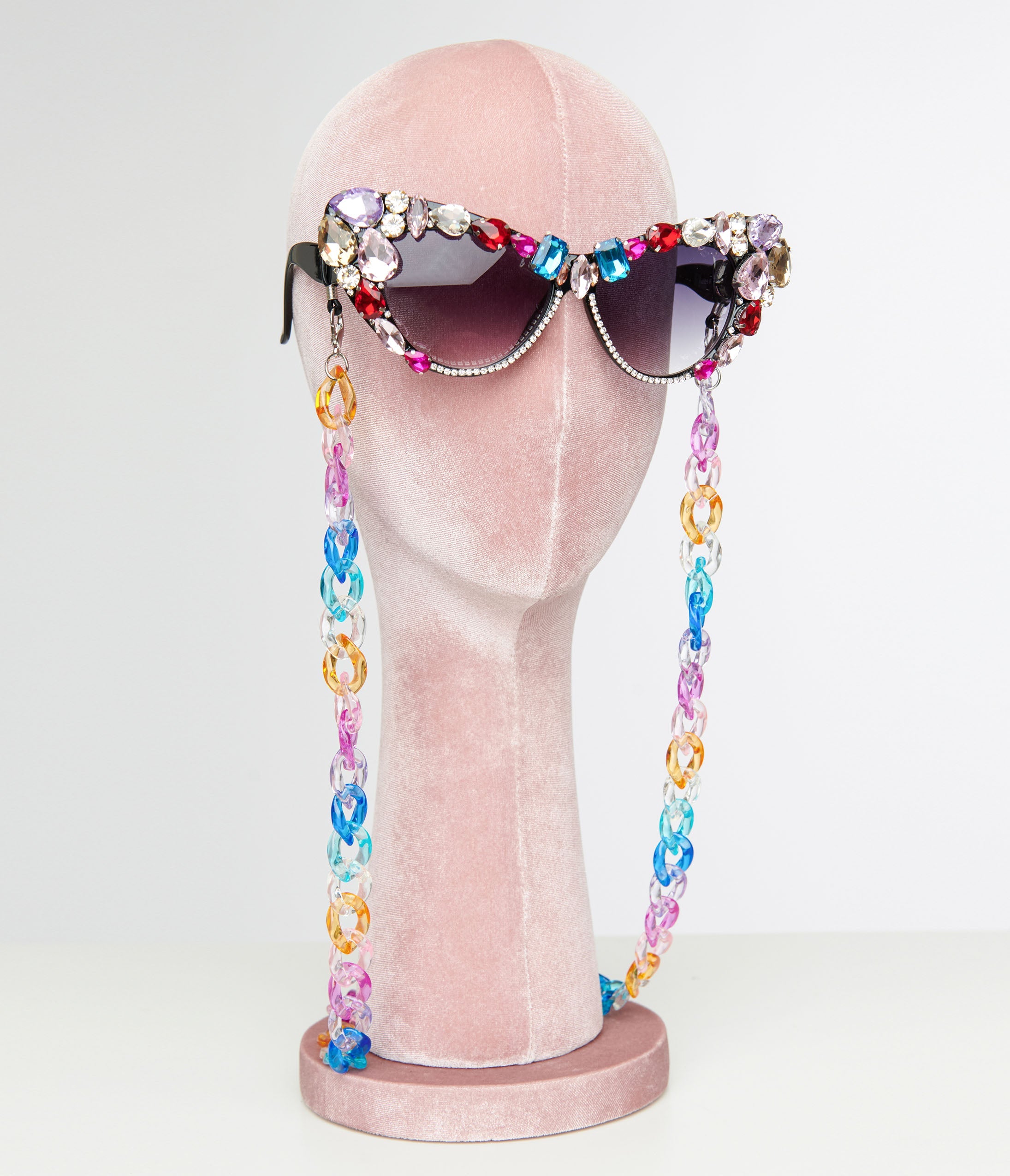 Black & Rainbow Gem Bomb Cat Eye Sunglasses