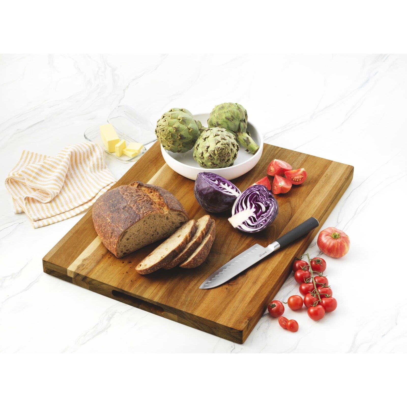 Architec 5902010 XL Edge-Grain Acacia Cutting Board & Chop Block, 18x23