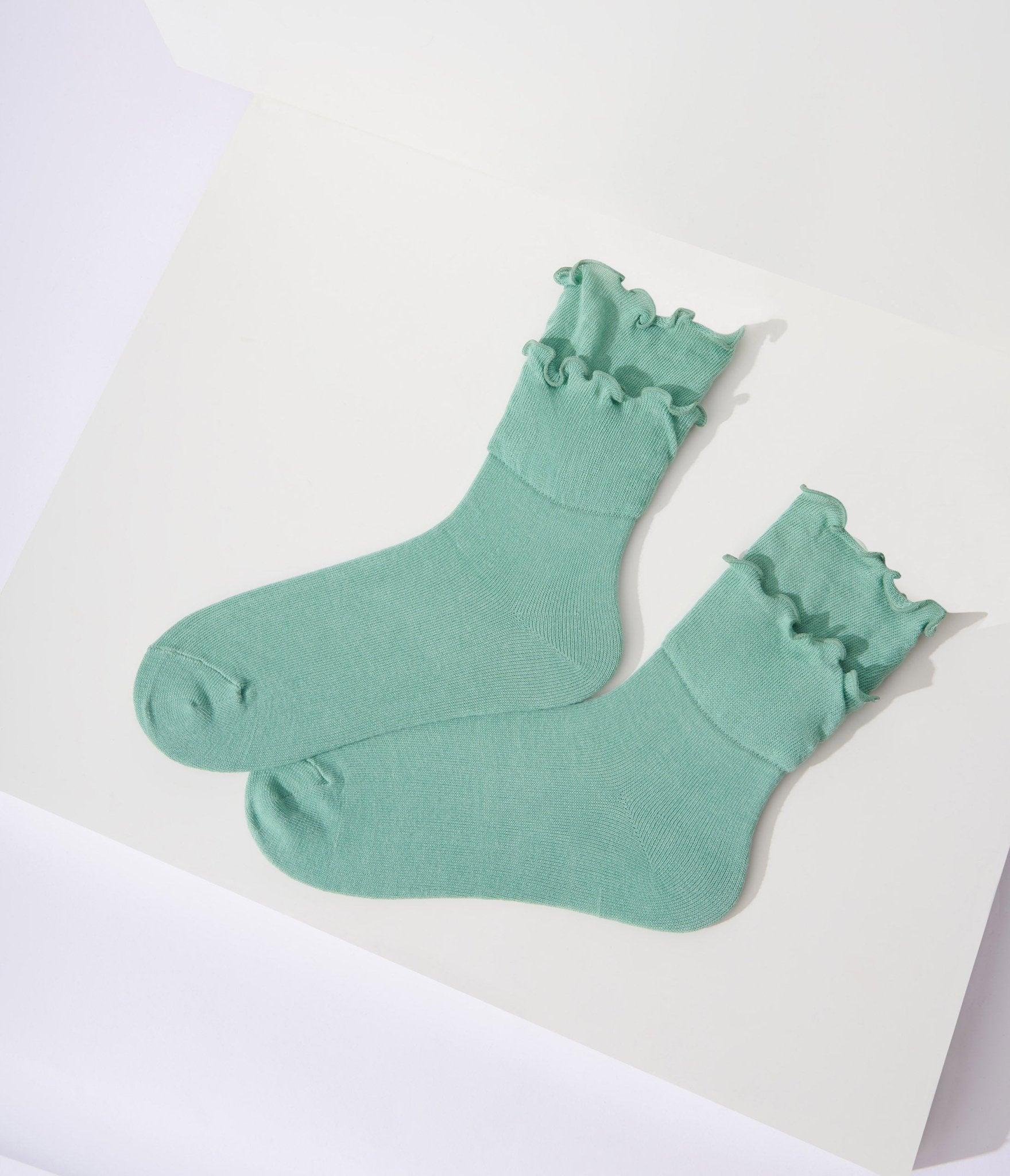 Sea Green Frill Crew Socks