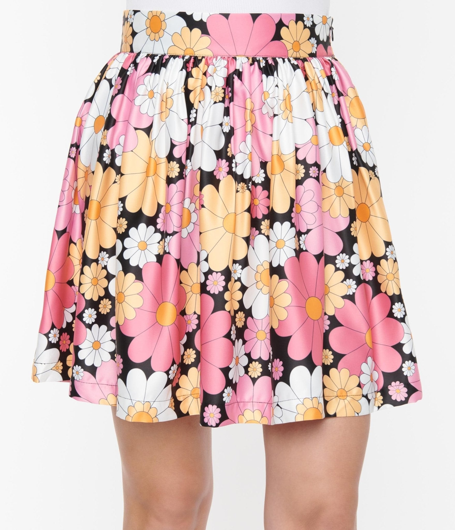 Smak Parlour Pink & White Floral Gathered Mini Skirt