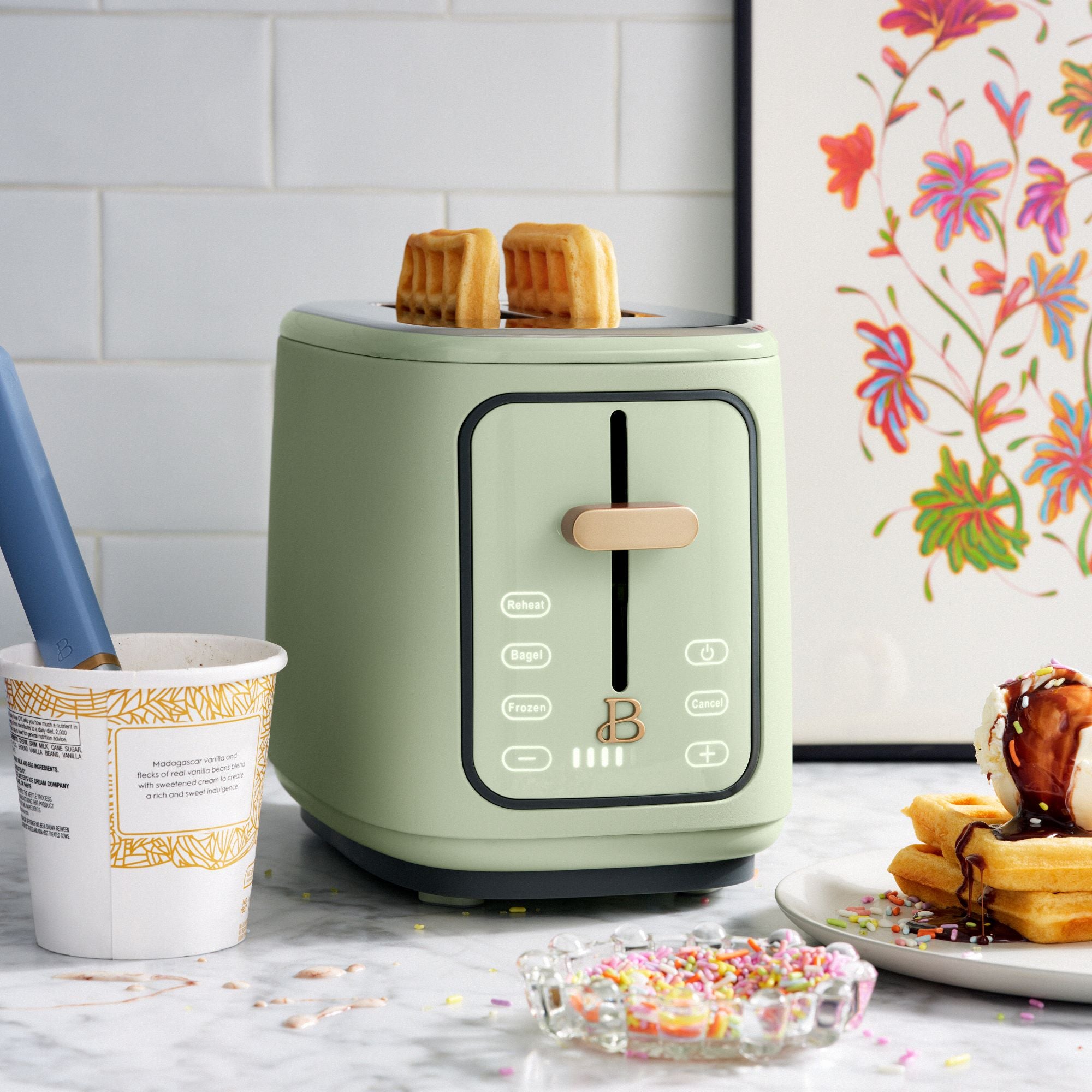 Made by Gather 19019 Beautiful 2 Slice Touchscreen Toaster, Sage Green by Drew Barrymore