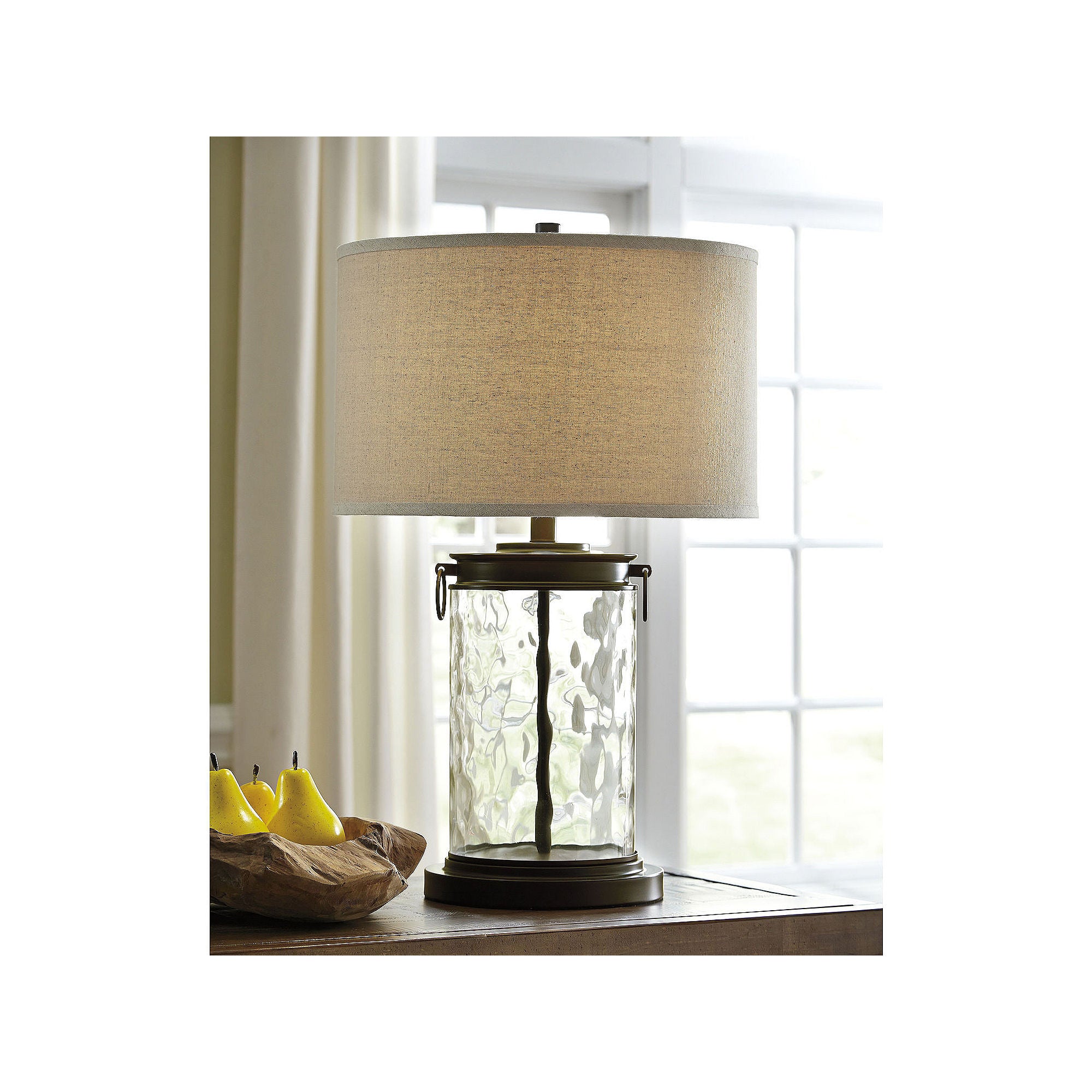 Signature Design By Ashley Tailynn Glass Table Lamp - CLEAR BRONZE FINISH ONE SIZE