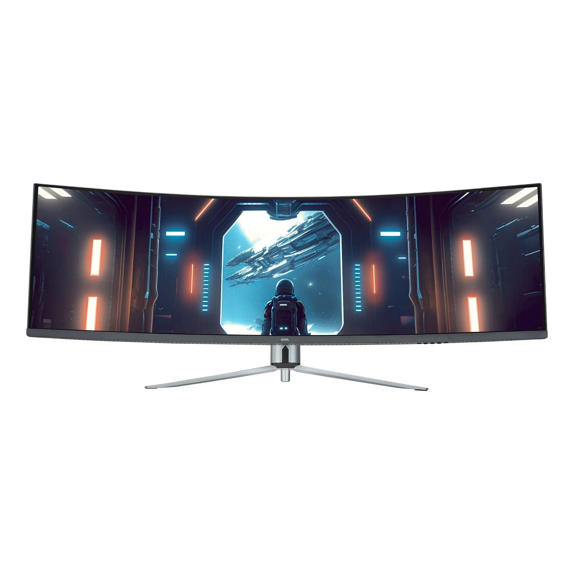 onn. 100133225 49 Curved Dual FHD 144Hz 1ms Gaming Monitor with Cables, Black