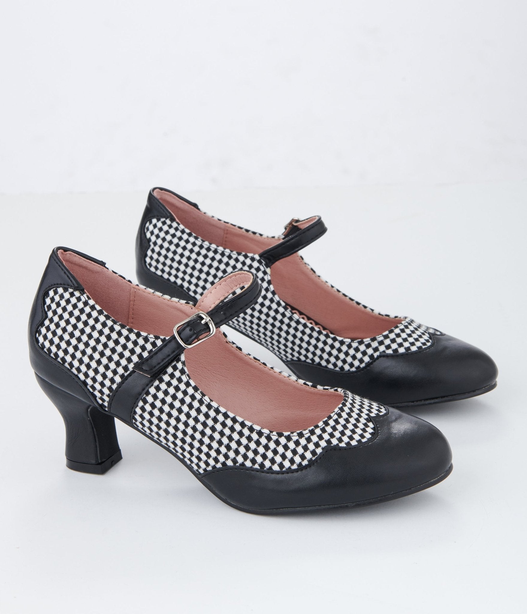 Black & White Check Mary Jane Heels