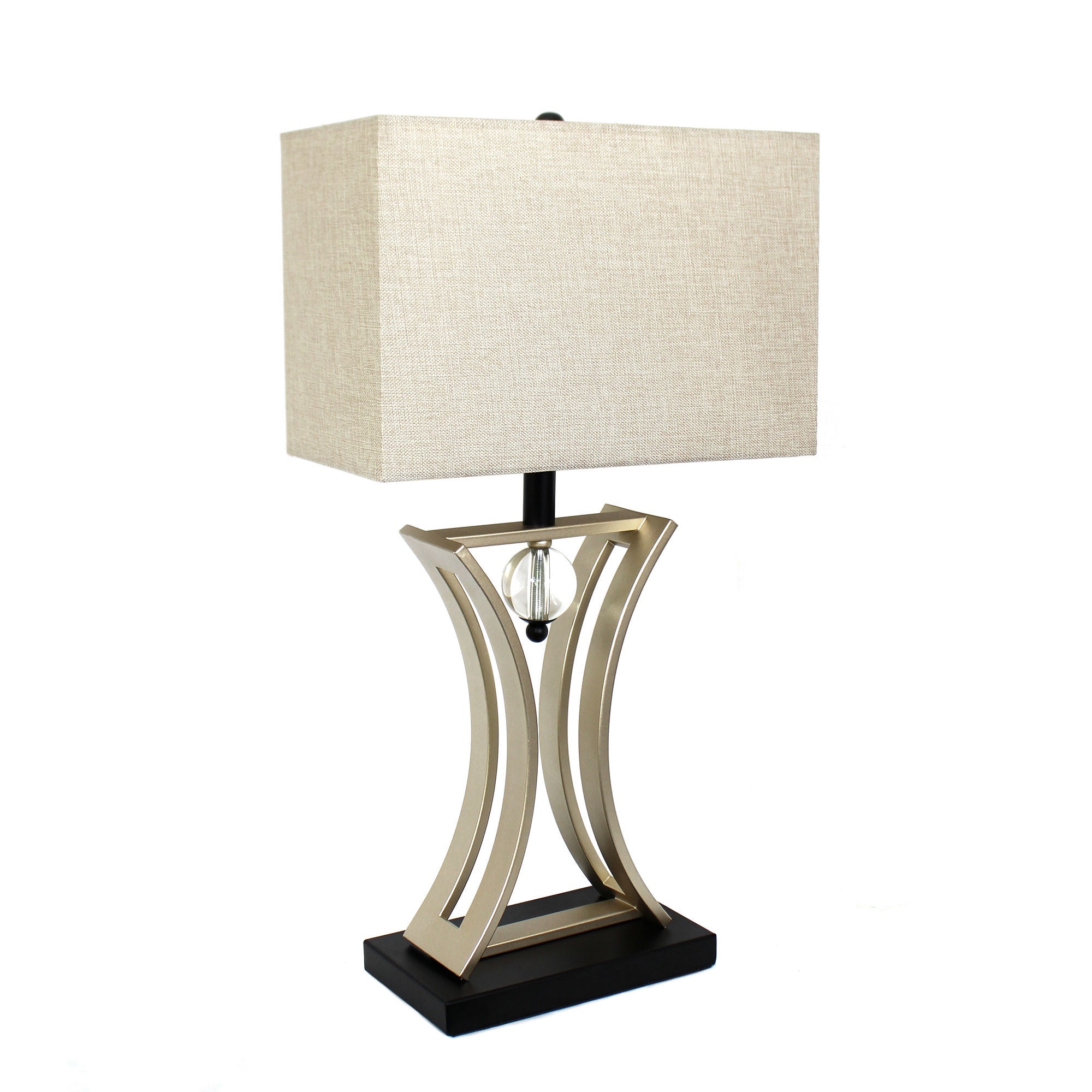 Regency 28.25 in. Brushed Chrome and Black Conference Room Hourglass Shape Pendulum Table Lamp