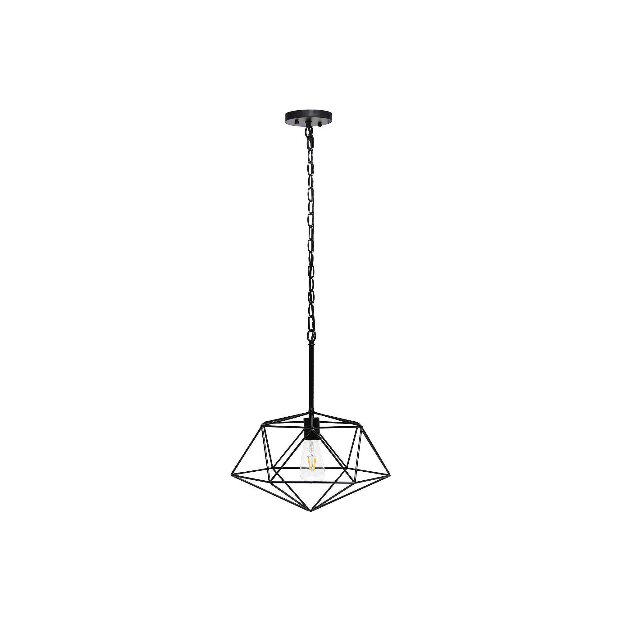 Asstd National Brand 1-Light 16 Modern Metal Wire Paragon Hanging Ceiling Fixture Pendant Light LHP-3003-BK - BLACK ONE SIZE