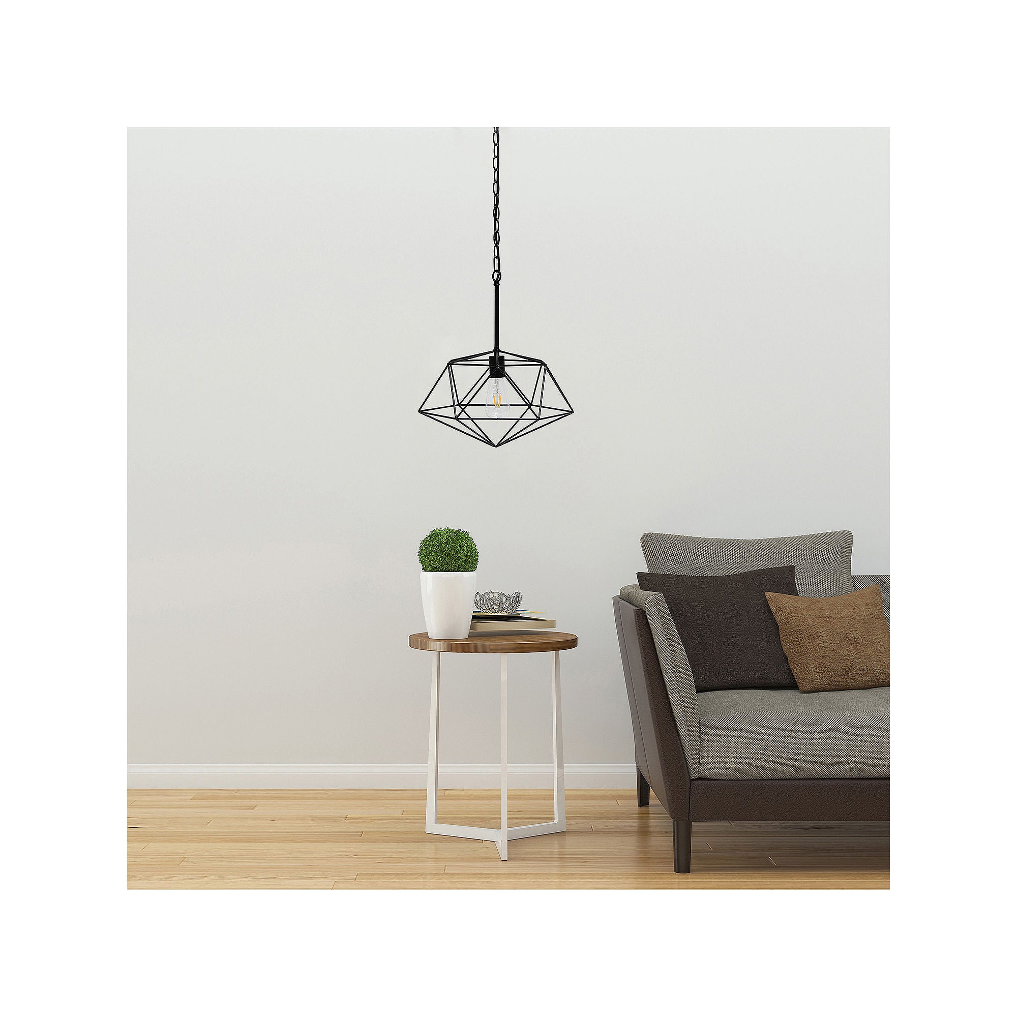 Asstd National Brand 1-Light 16 Modern Metal Wire Paragon Hanging Ceiling Fixture Pendant Light LHP-3003-BK - BLACK ONE SIZE