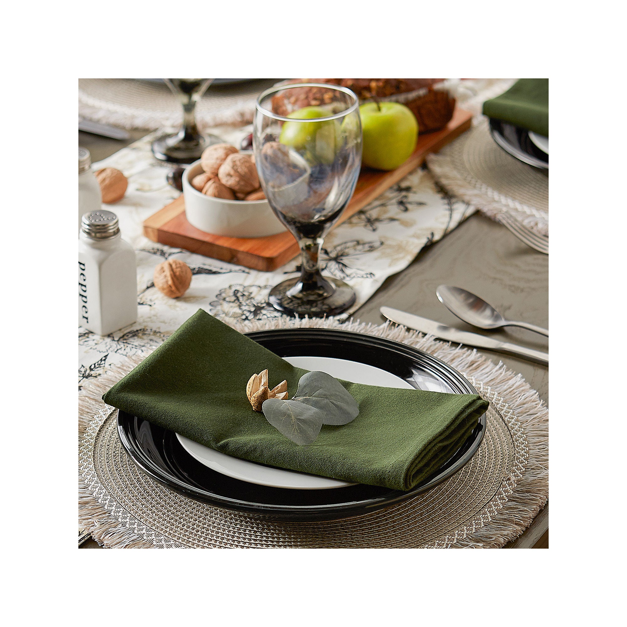 Design Imports Stone Round Fringed 6-Pc. Placemats - STONE ONE SIZE