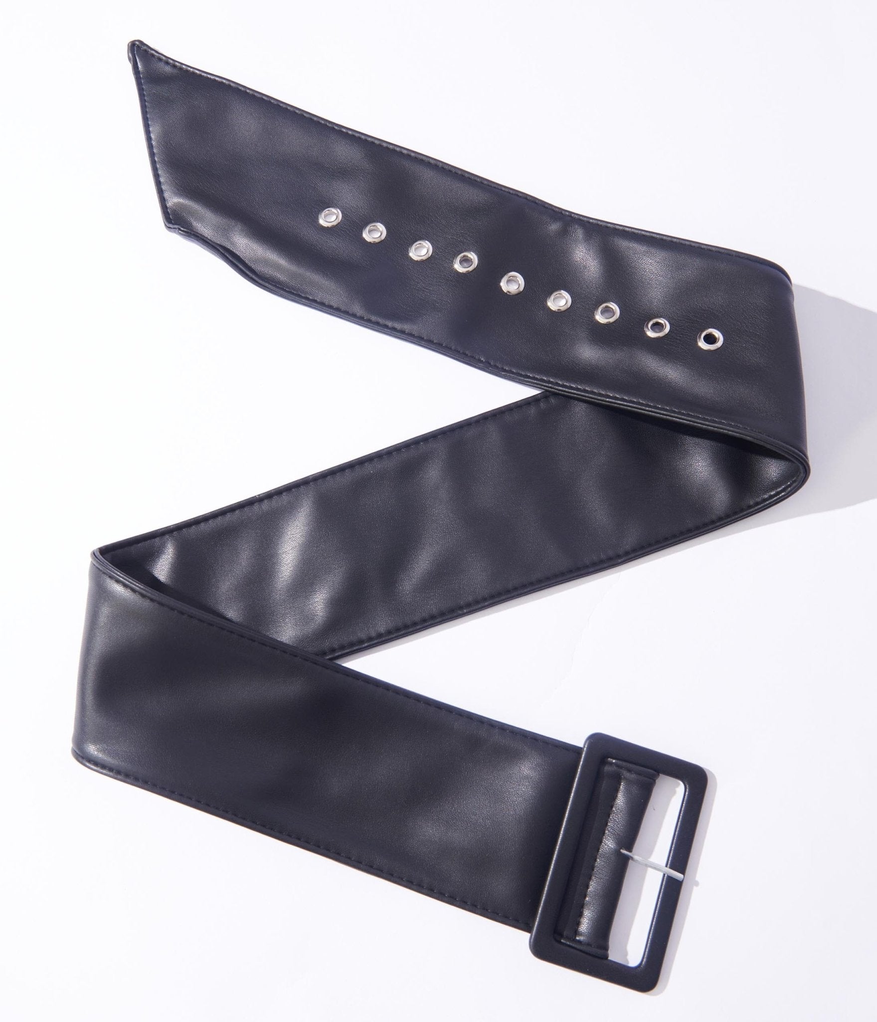 Black Leatherette Chunky Belt