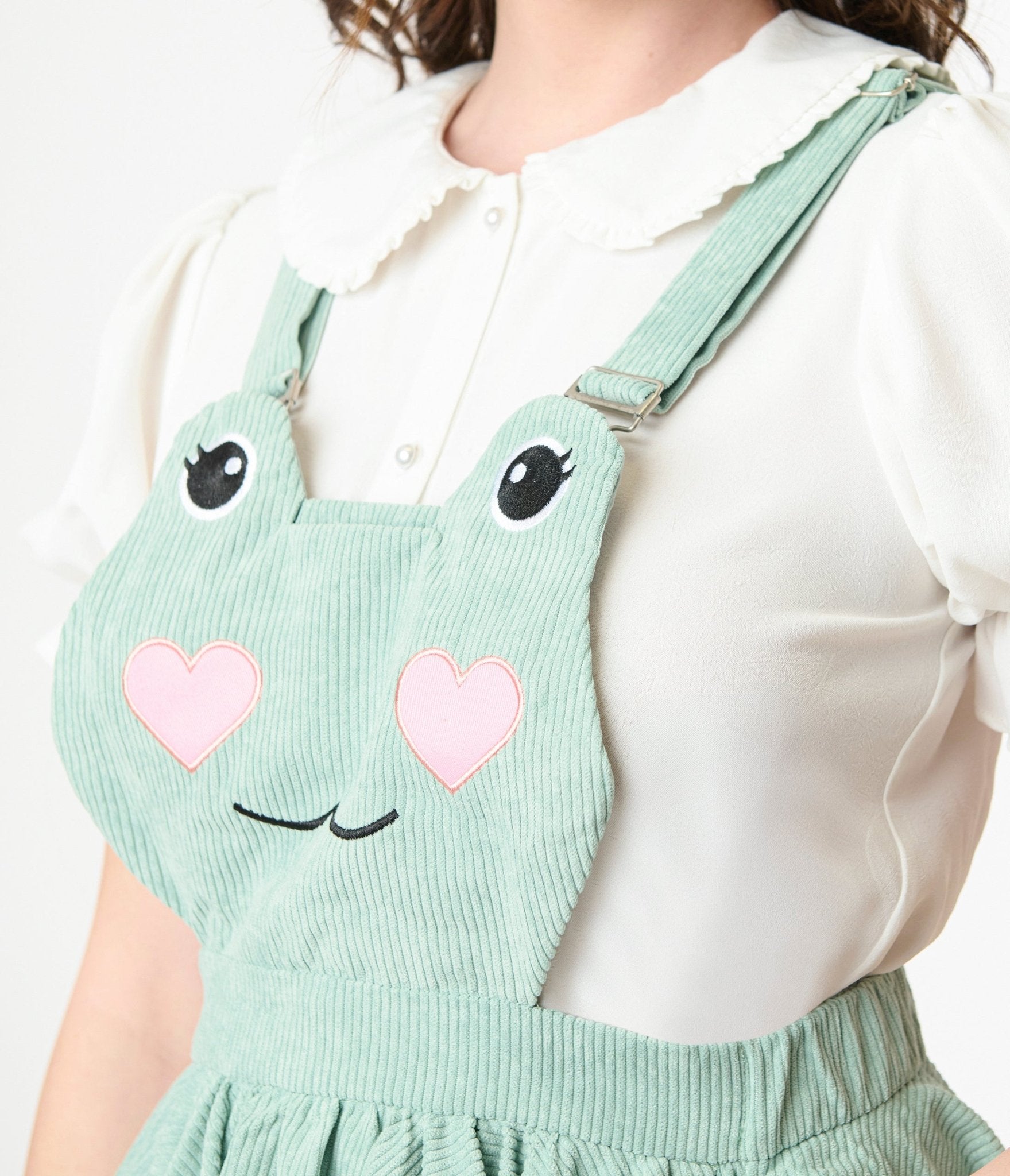 Miss Candyholic Green Frog Corduroy Pinafore