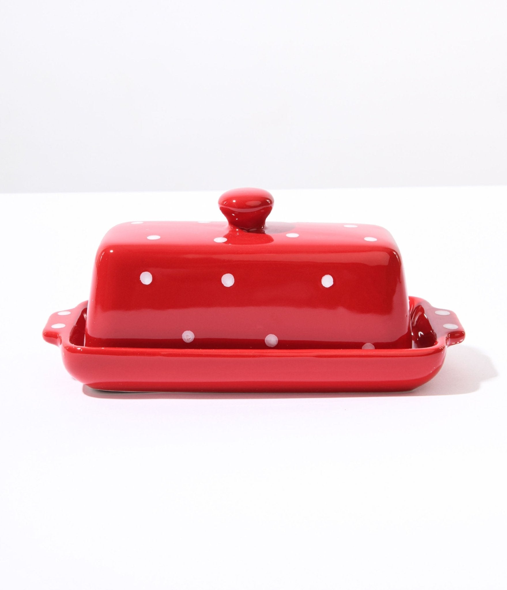 Red Mushroom Polka Dot Butter Dish