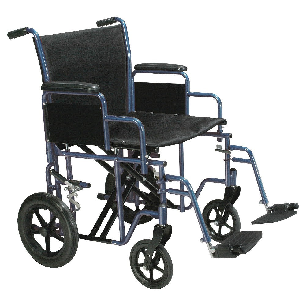 Drive Medical Bariatric Heavy Duty Transport Wheelchair with Swing Away Footrest, 22 Seat, Blue