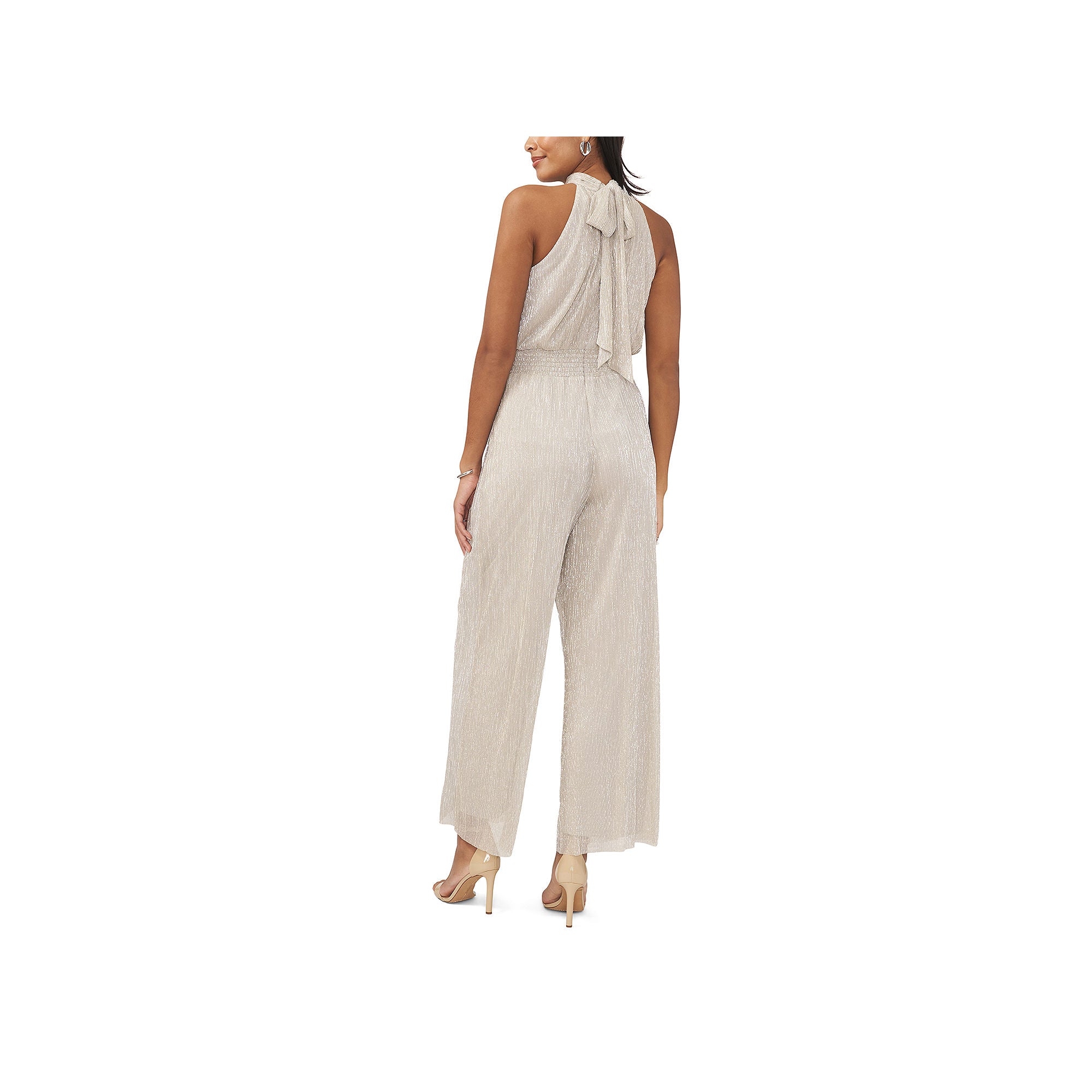 Msk Sleeveless Jumpsuit - SILVER GOLD X-LARGE