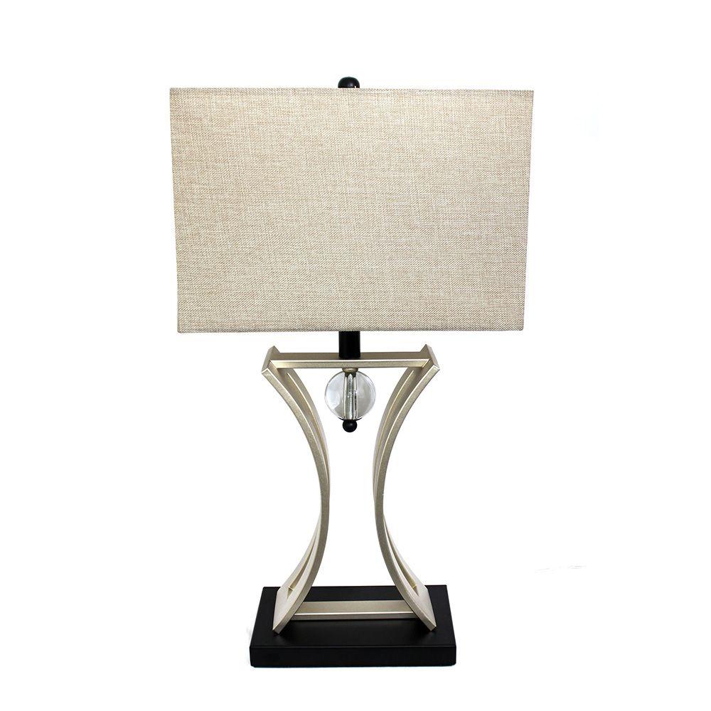 Regency 28.25 in. Brushed Chrome and Black Conference Room Hourglass Shape Pendulum Table Lamp