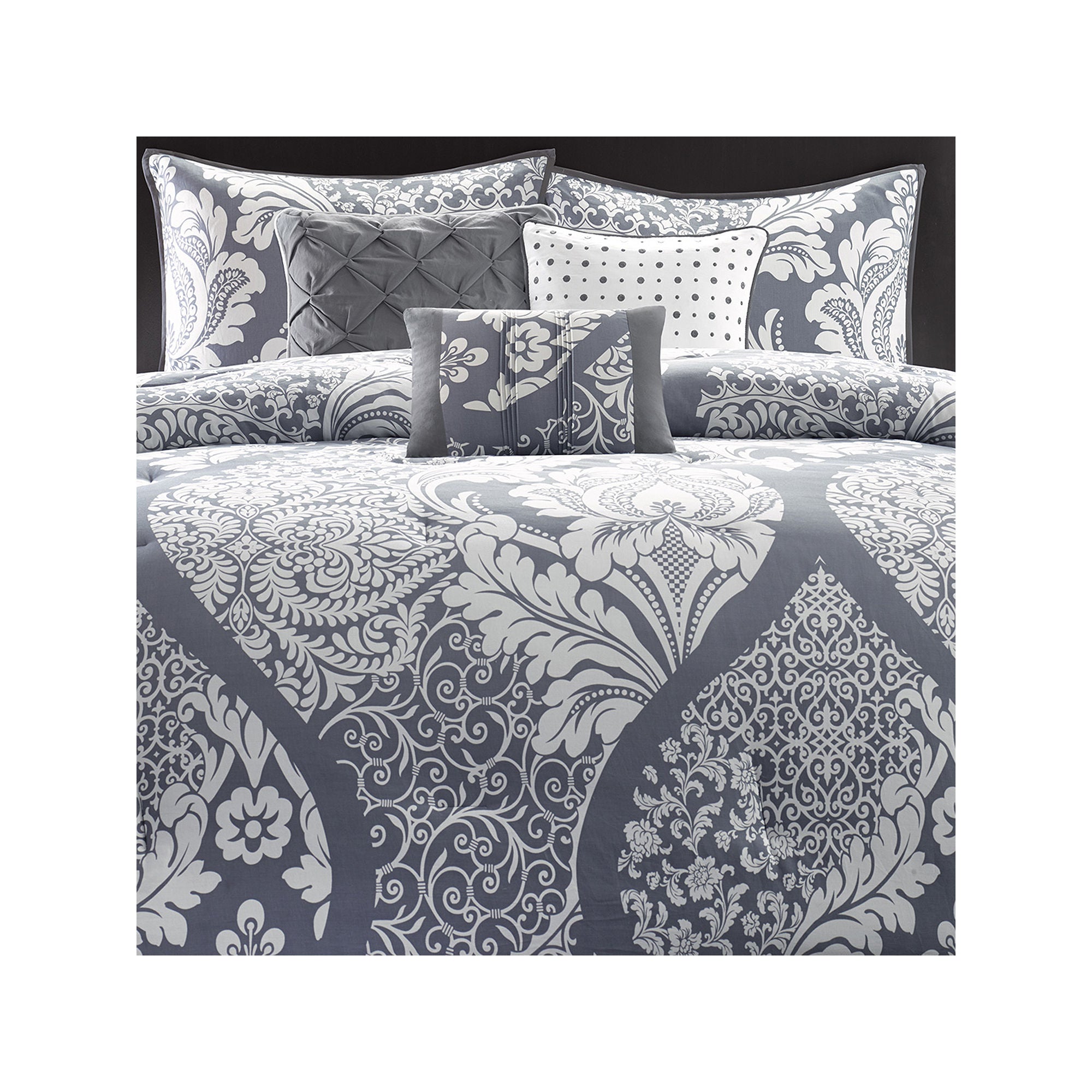 Madison Park Marcella Contemporary 7-Pc. Cotton Printed Comforter Set - SLATE ONE SIZE