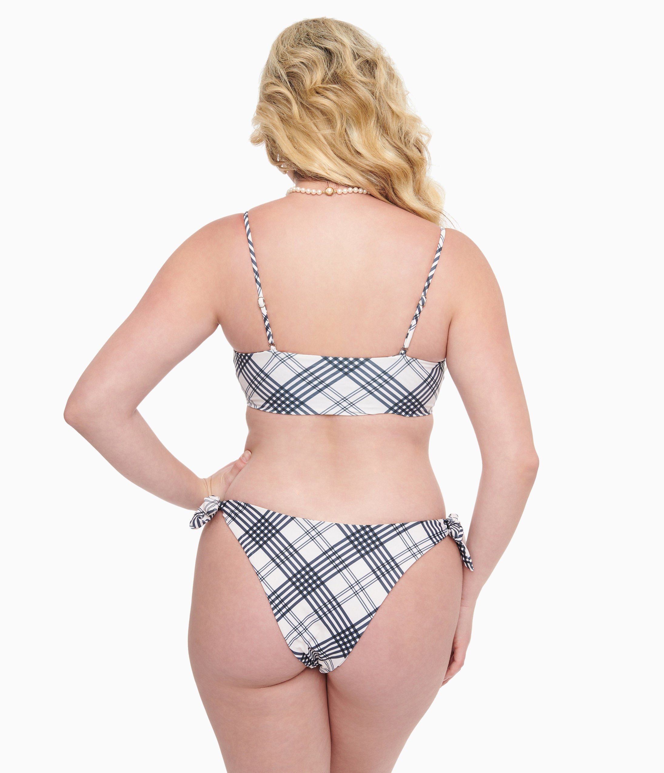 Black & White Plaid Two Piece Swim Set