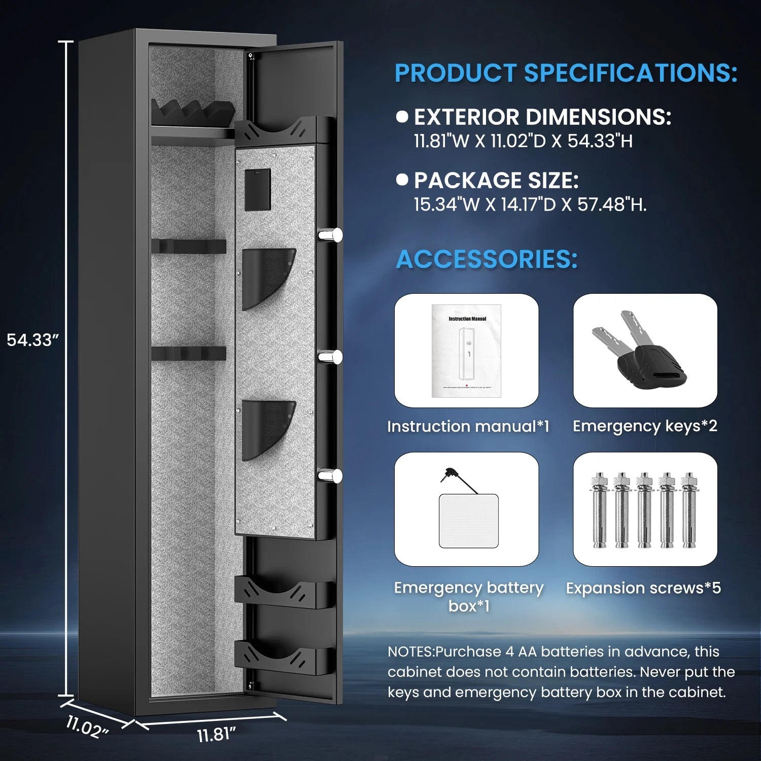 Omethey Digital Quick Access 4-5 Gun Safe, Fireproof & Waterproof