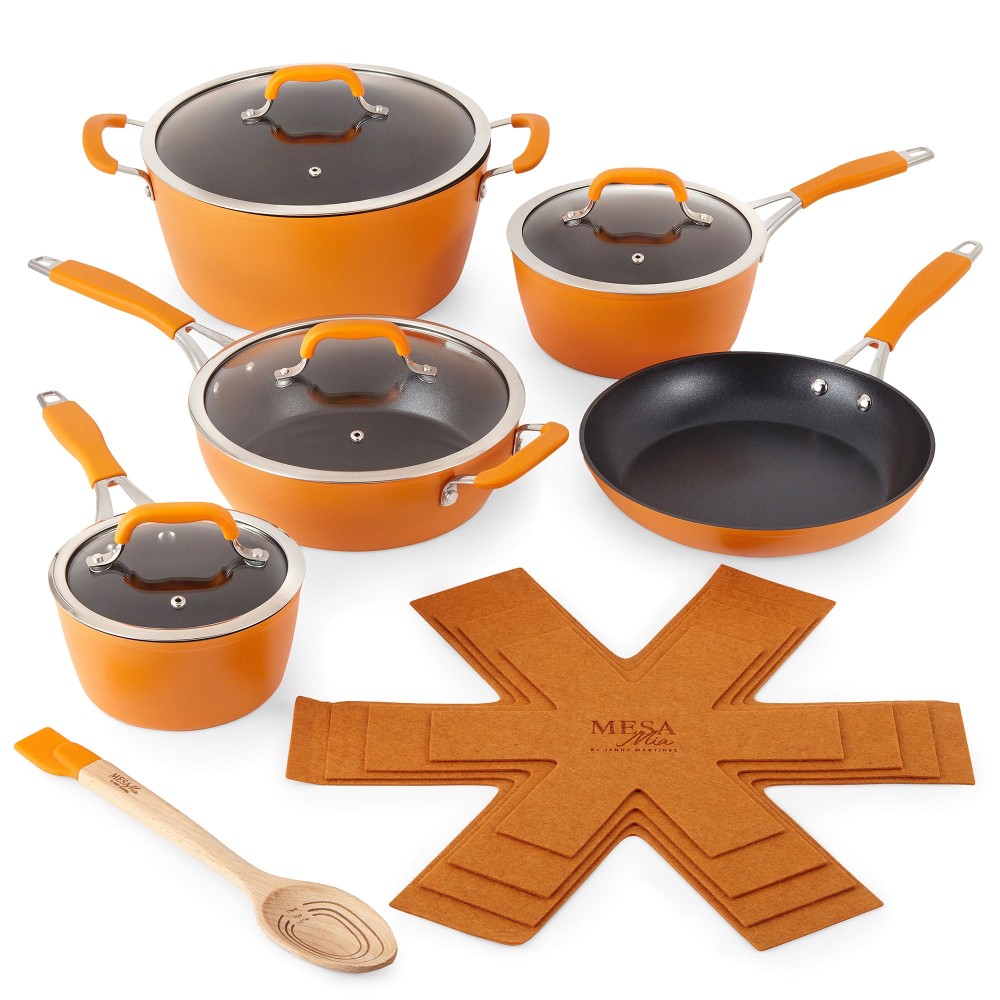 Mesa Mia 14-Pc. Non-Stick Cookware Set - RUSSETT ORANGE ONE SIZE