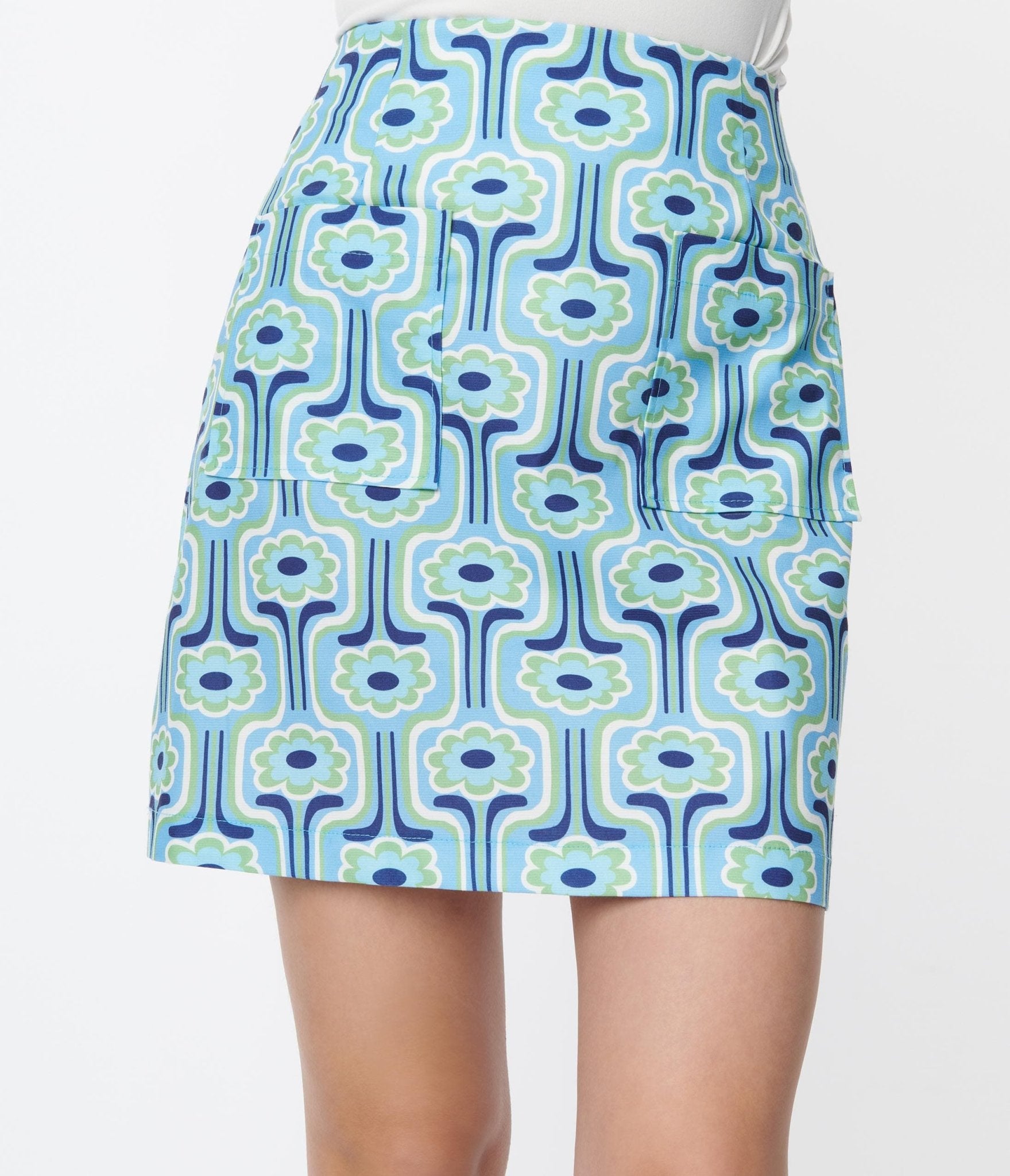 Smak Parlour Blue Lazy Daisy Print Mini Skirt