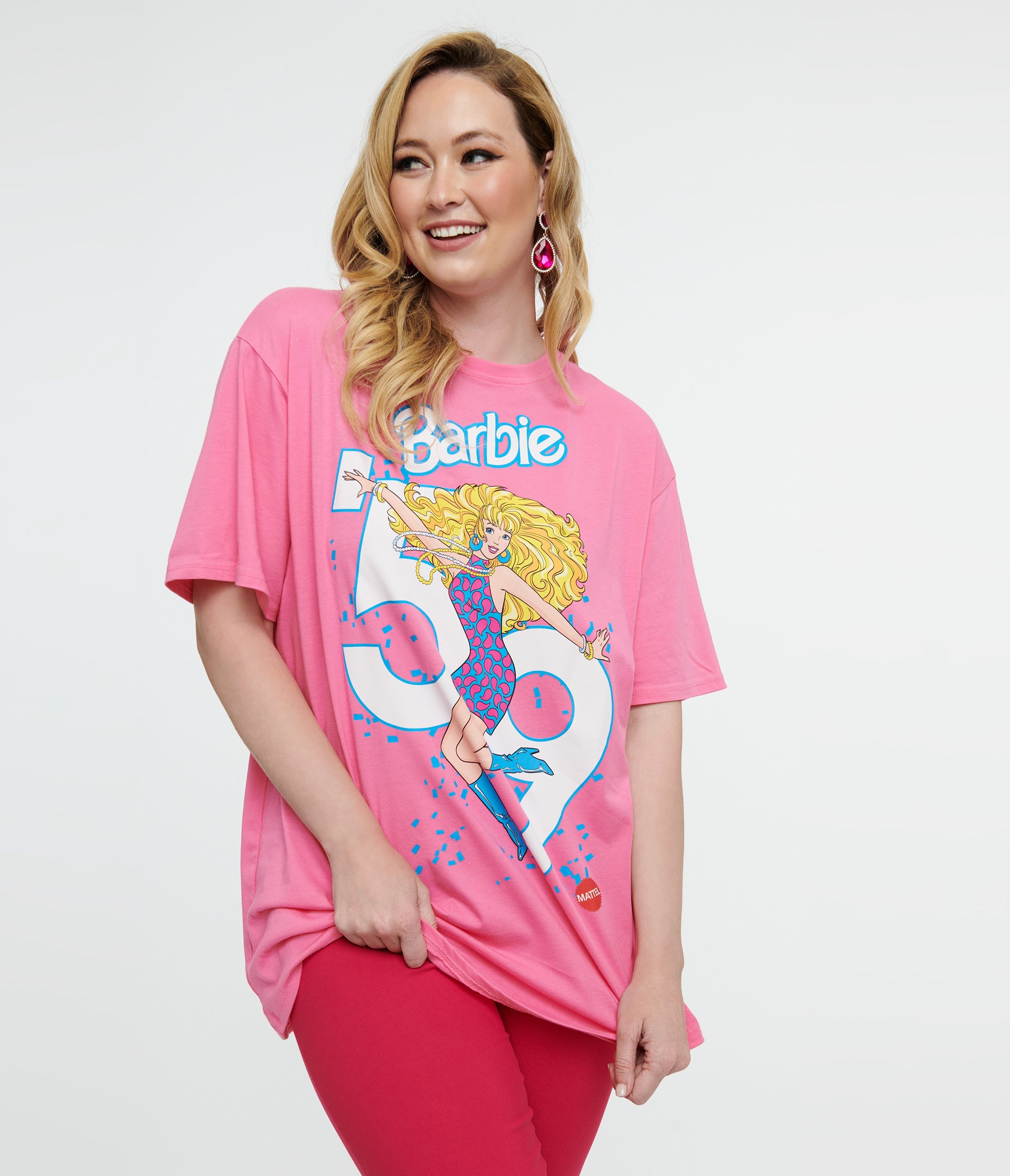 Cakeworthy Pink Barbie Birthday Oversized Graphic Tee