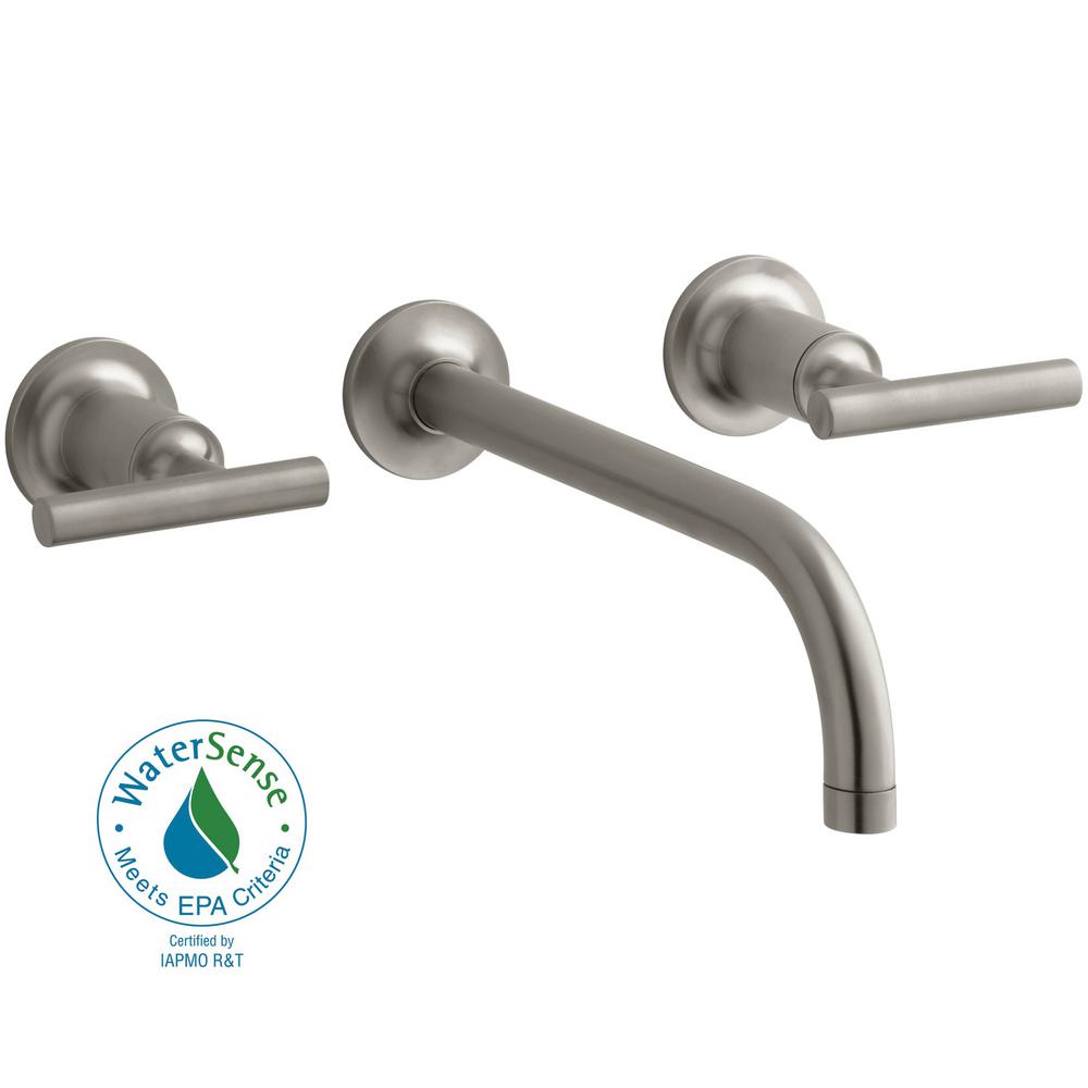 Purist Wall-Mount 2-Handle Low-Arc Faucet Trim in Vibrant Brushed Nickel (Valve Not Included)