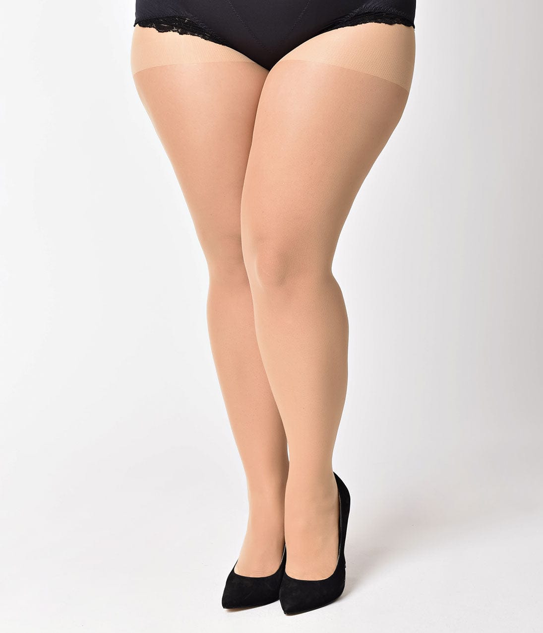 Plus Size Nude Sheer Backseam Pantyhose