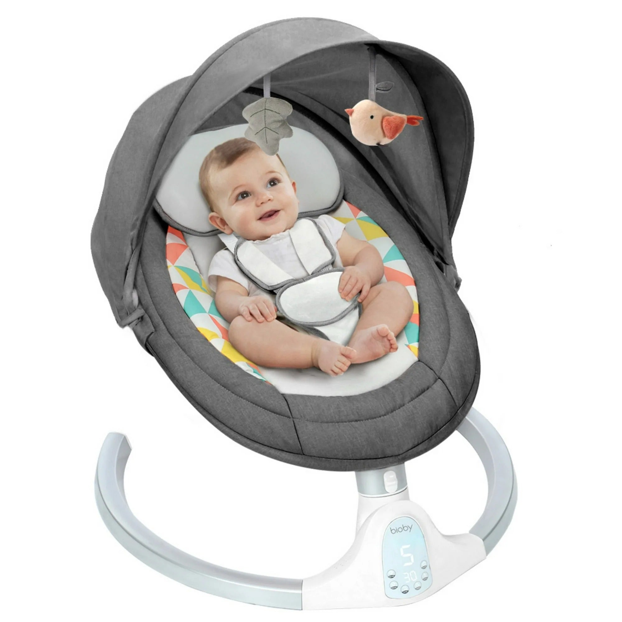 Novashion POA8202222 Baby Swing For Infants Unisex Infant Swing Chair w/ Remote Control Bluetooth Music, Gray