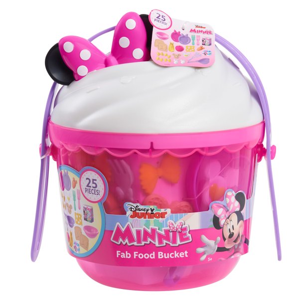 Minnie Mouse 89941 Just Play Disney Junior Minnie Mouse Fab Food Bucket with Carry Handle, 25 Pieces