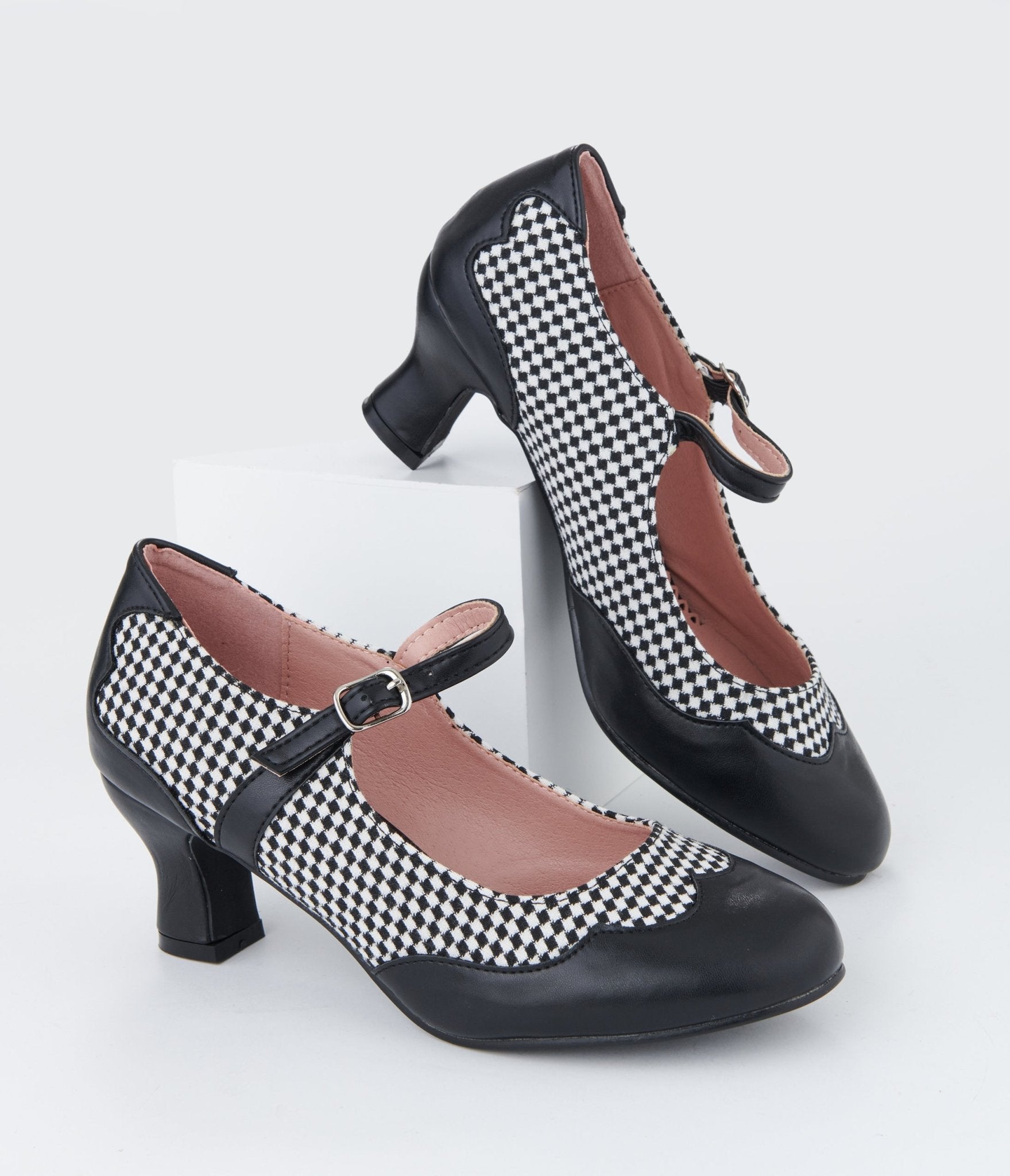 Black & White Check Mary Jane Heels