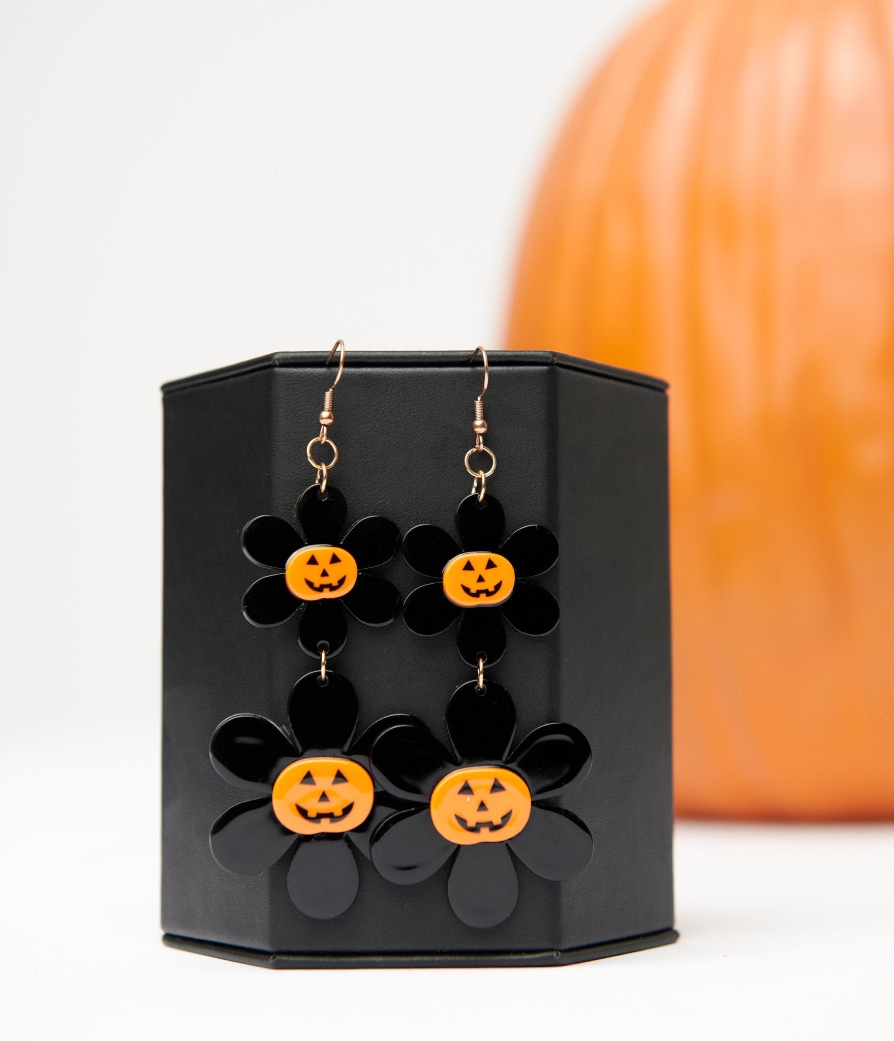 1960s Groovy Jack O Lantern Flower Power Earrings