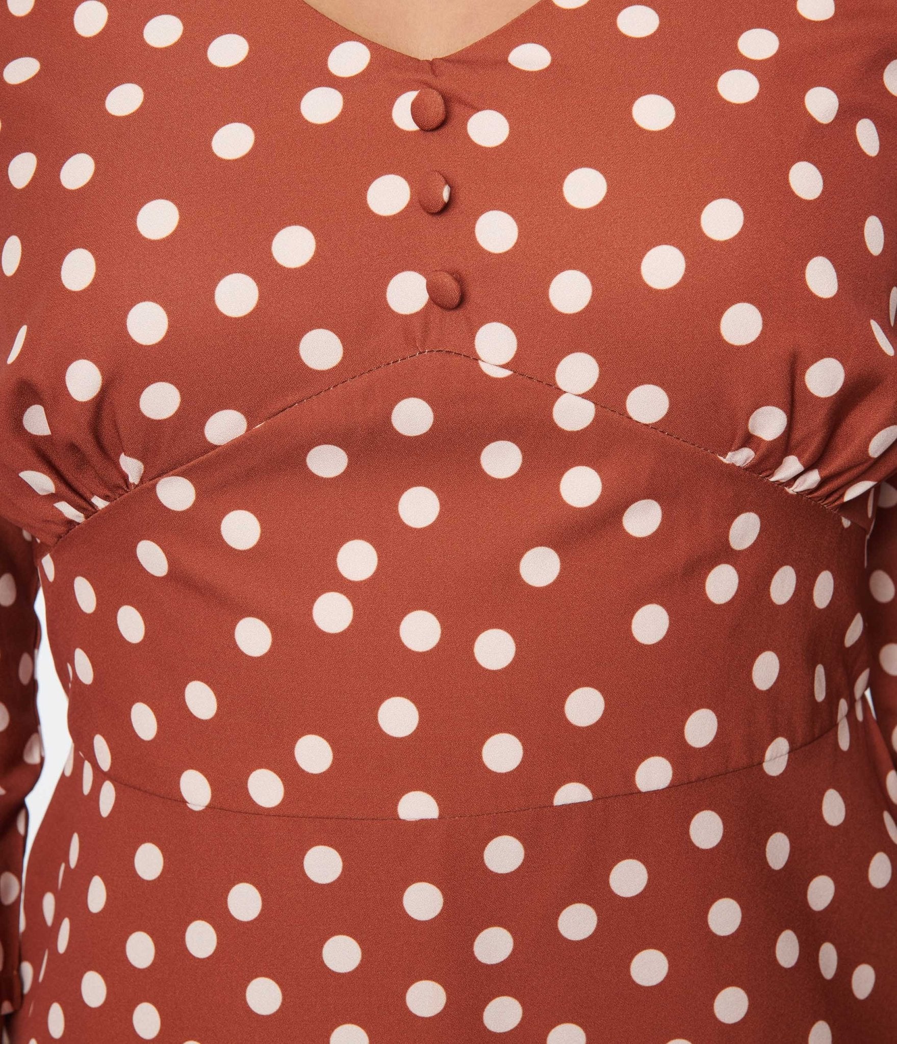 Rust Red & Cream Polka Dot Swing Dress