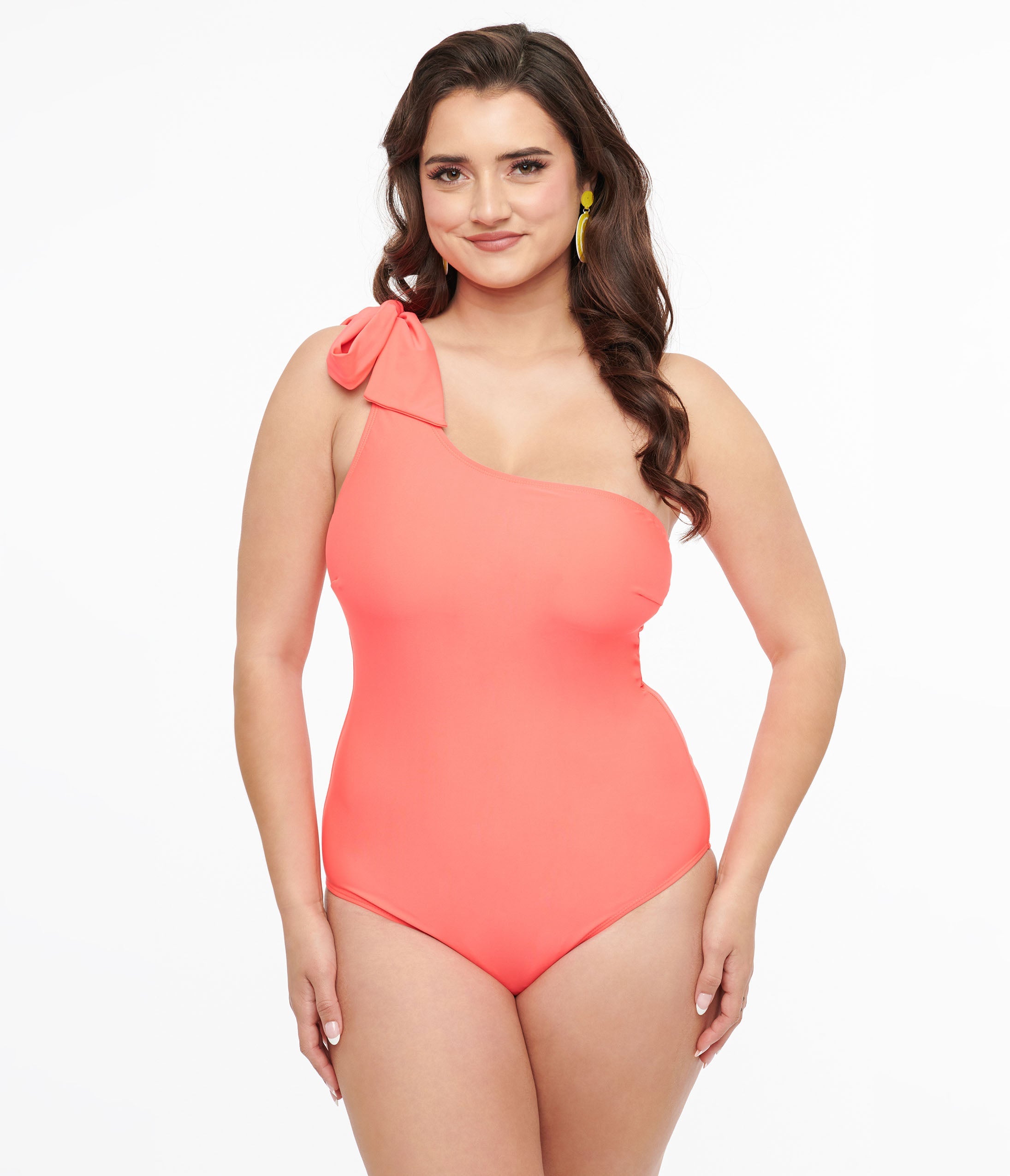 Coral One Shoulder One Piece Swimsuit