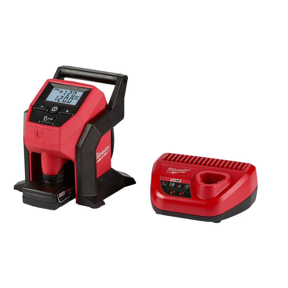 Milwaukee 2475-21XC M12 12-Volt Lithium-Ion Cordless Compact Inflator Kit W/4.0Ah Battery & Charger 120 PSI Capability