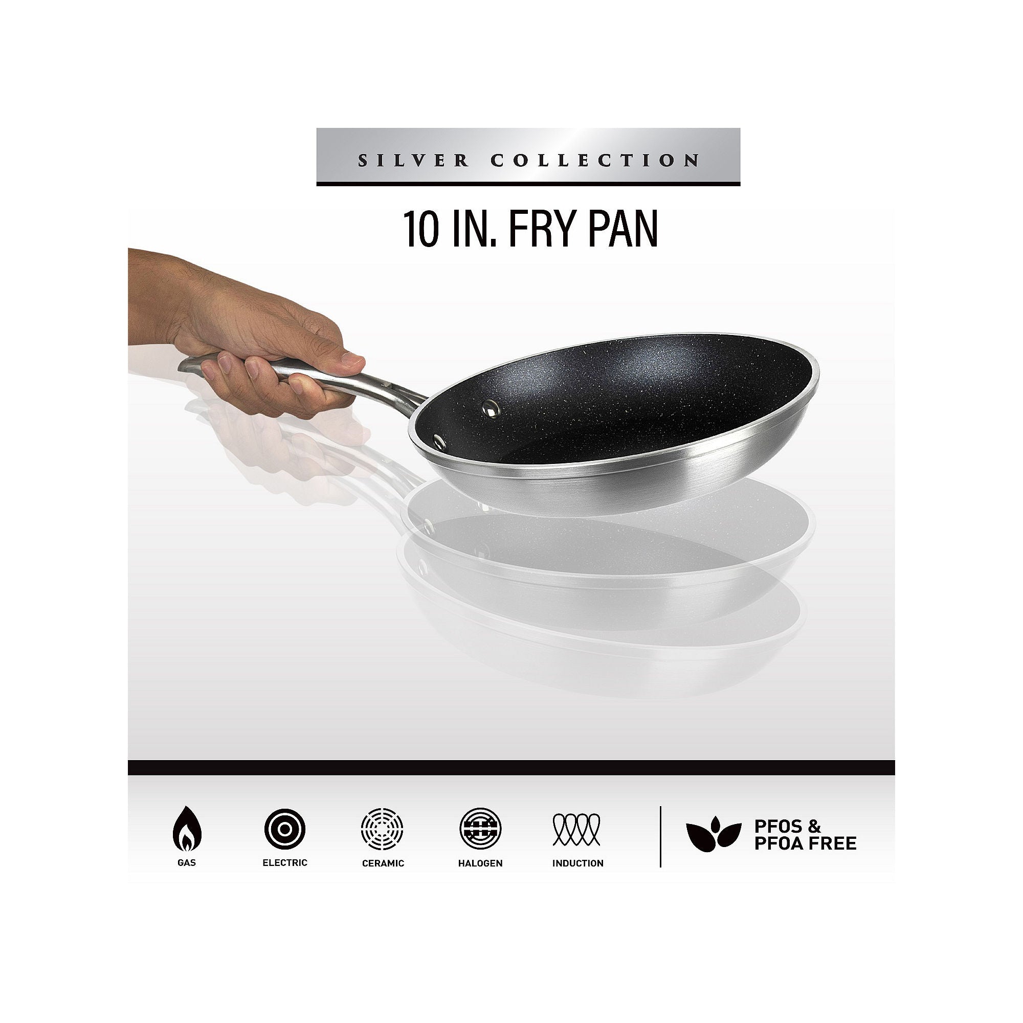 Granitestone Silver 10' Nonstick With Stay Cool Handle Frying Pan - SILVER ONE SIZE